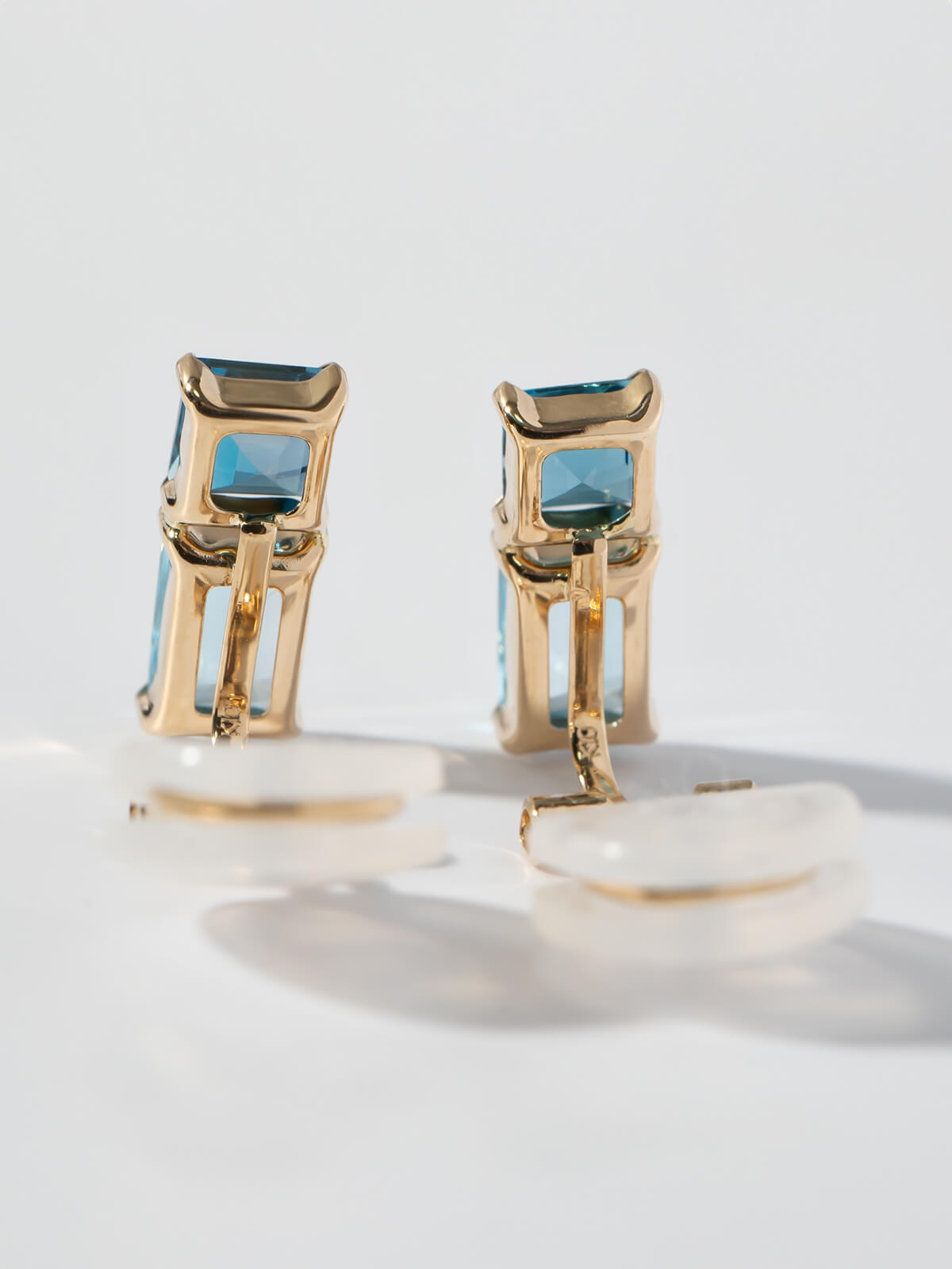 10K Gold Blue Topaz Geometric Drop Earrings | TETRA-NESTO