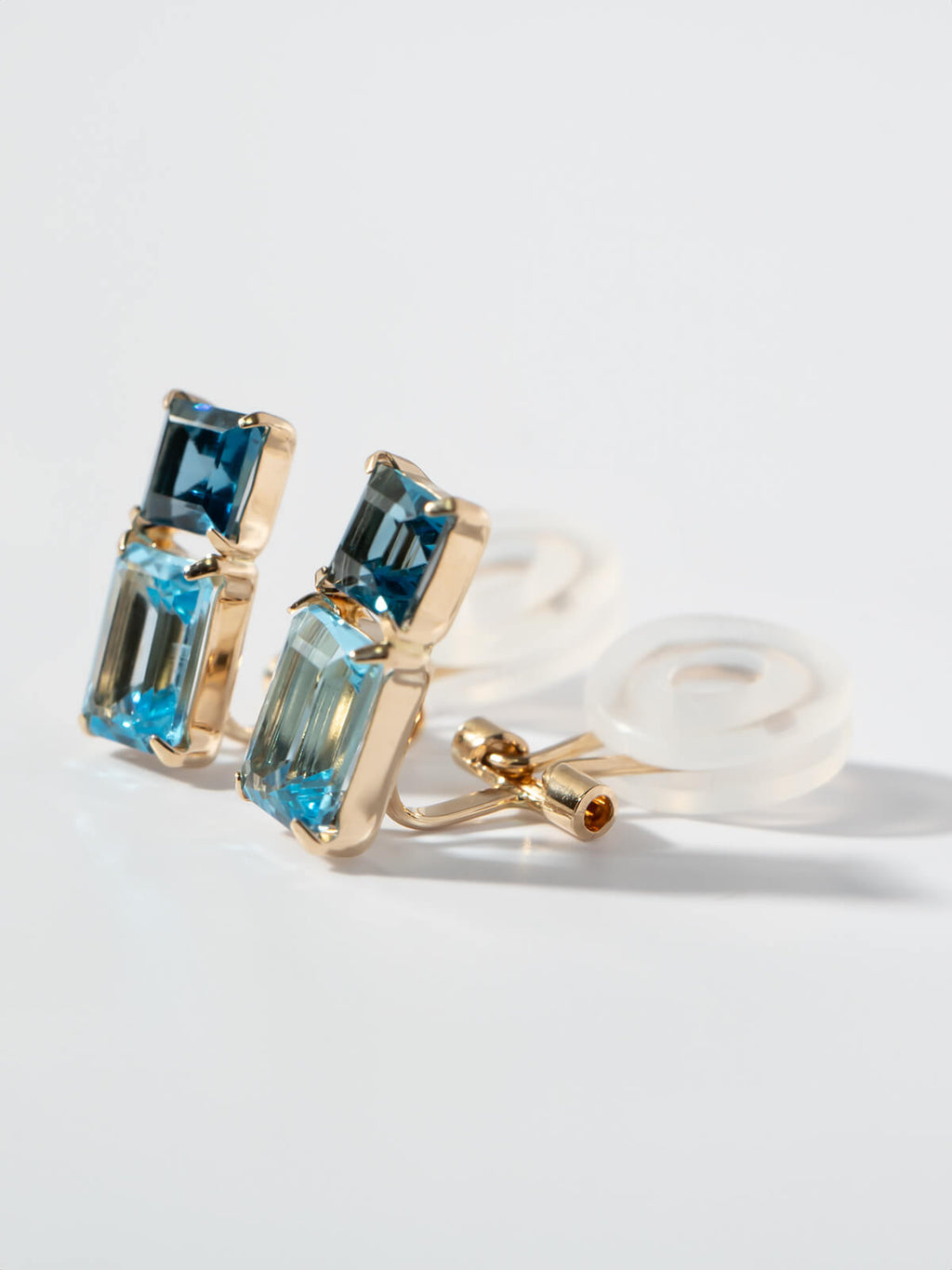 10K Gold Blue Topaz Geometric Drop Earrings | TETRA-NESTO
