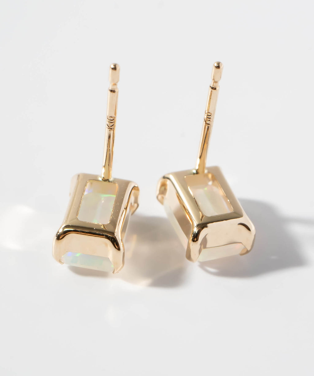 10K Gold Baguette-cut Opal Earrings | TETRA-IRIS