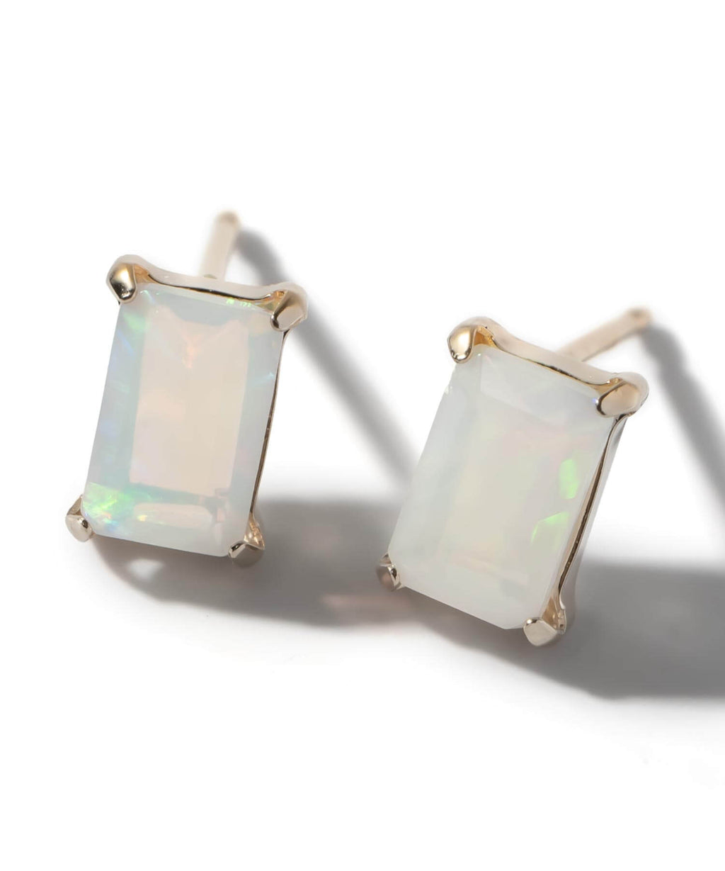 10K Gold Baguette-cut Opal Earrings | TETRA-IRIS