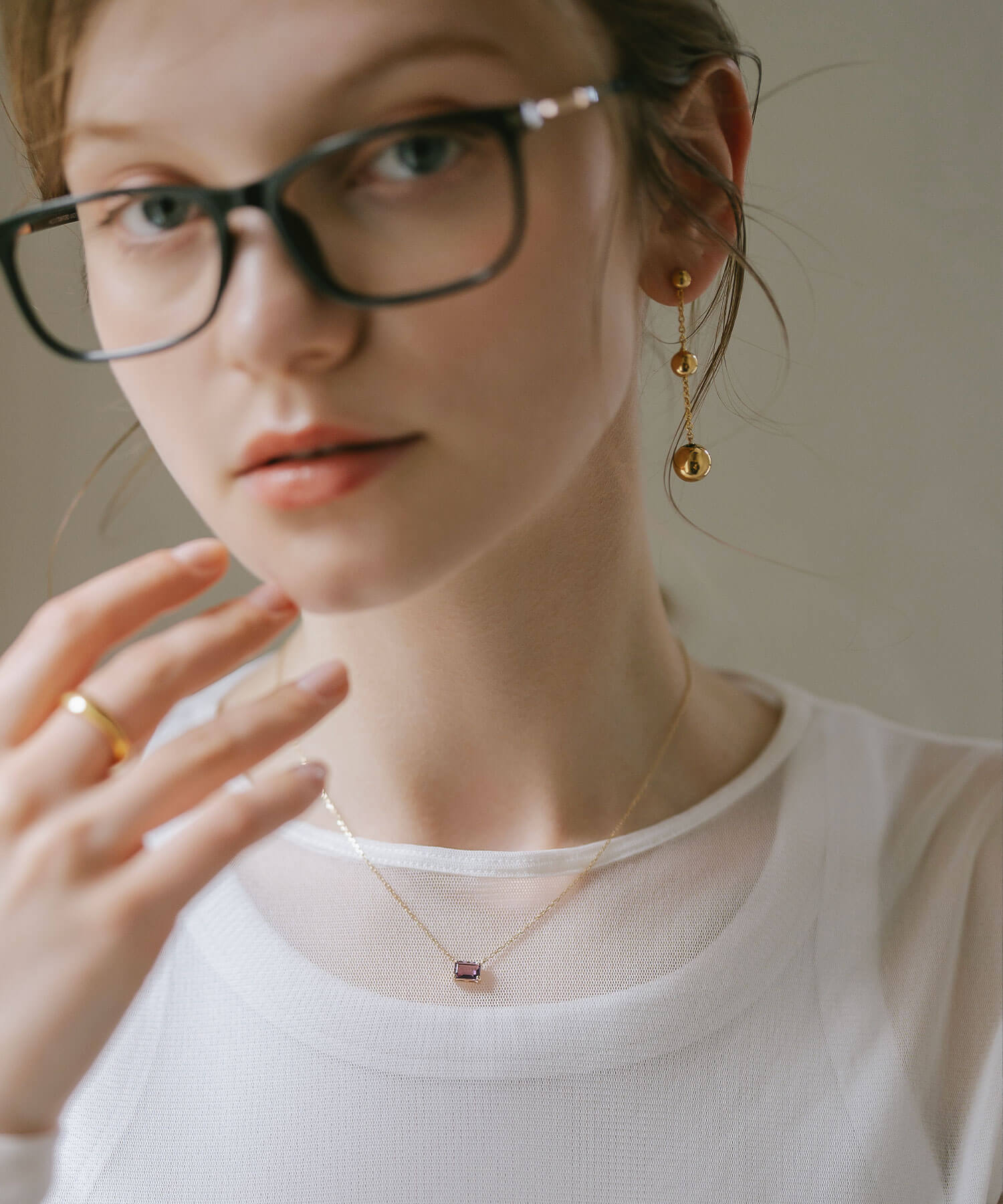 10K Gold Emerald Cut Gemstone Necklace | TETRA-SJU