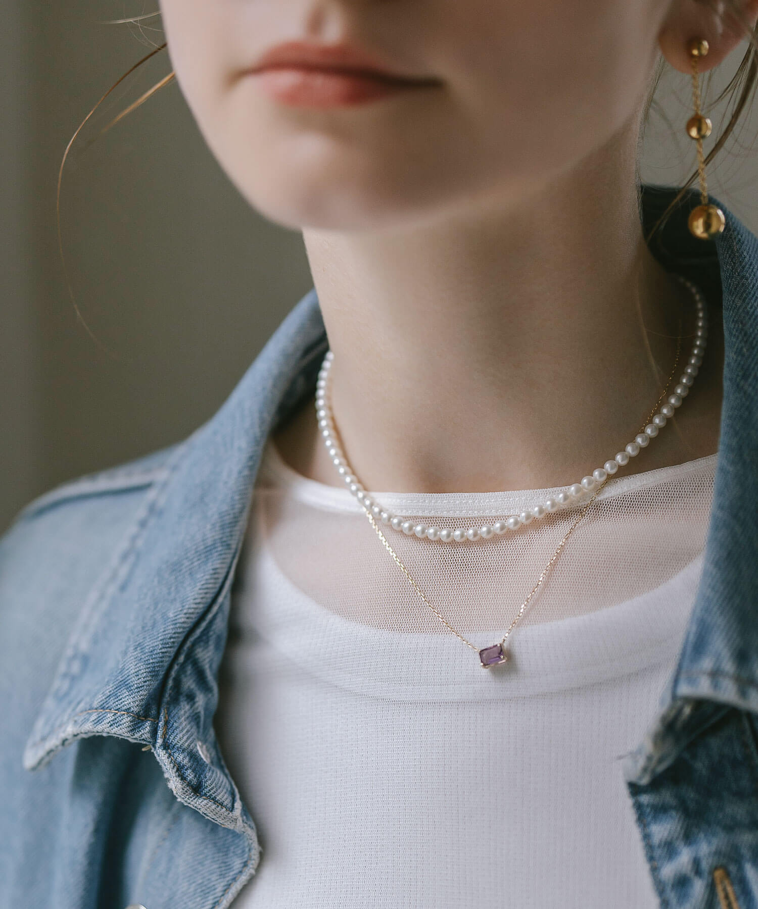 10K Gold Emerald Cut Gemstone Necklace | TETRA-SJU