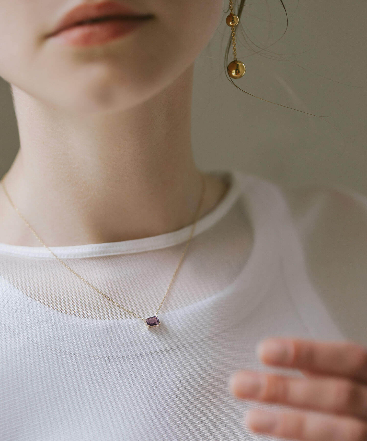 10K Gold Emerald Cut Gemstone Necklace | TETRA-SJU