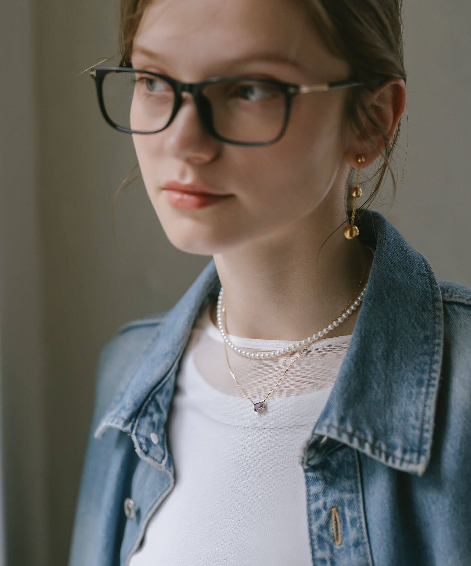 10K Gold Emerald Cut Gemstone Necklace | TETRA-SJU