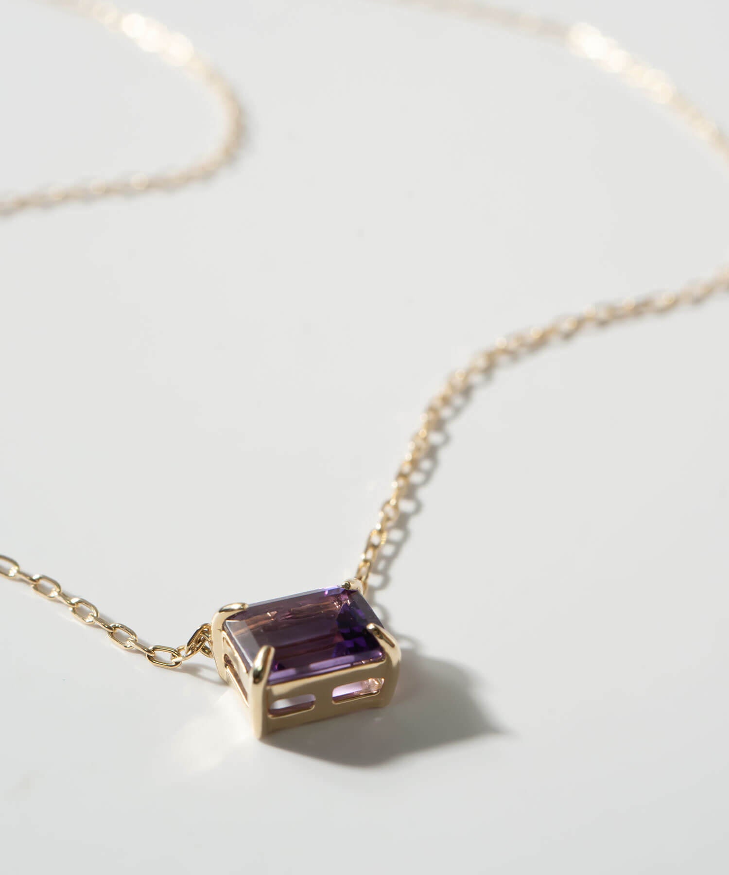 10K Gold Emerald Cut Gemstone Necklace | TETRA-SJU