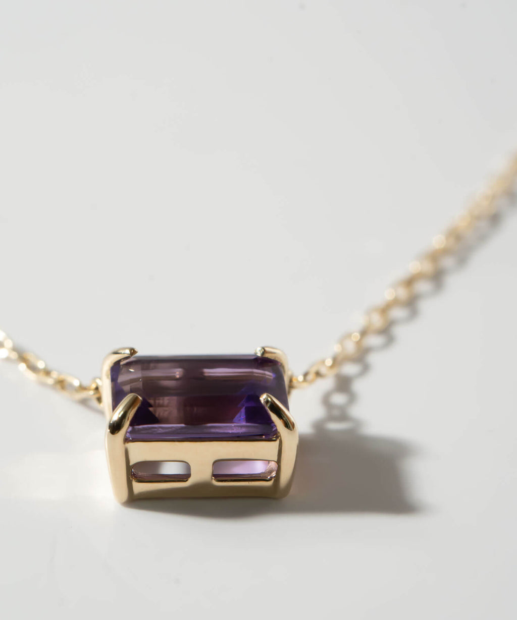 10K Gold Emerald Cut Gemstone Necklace | TETRA-SJU