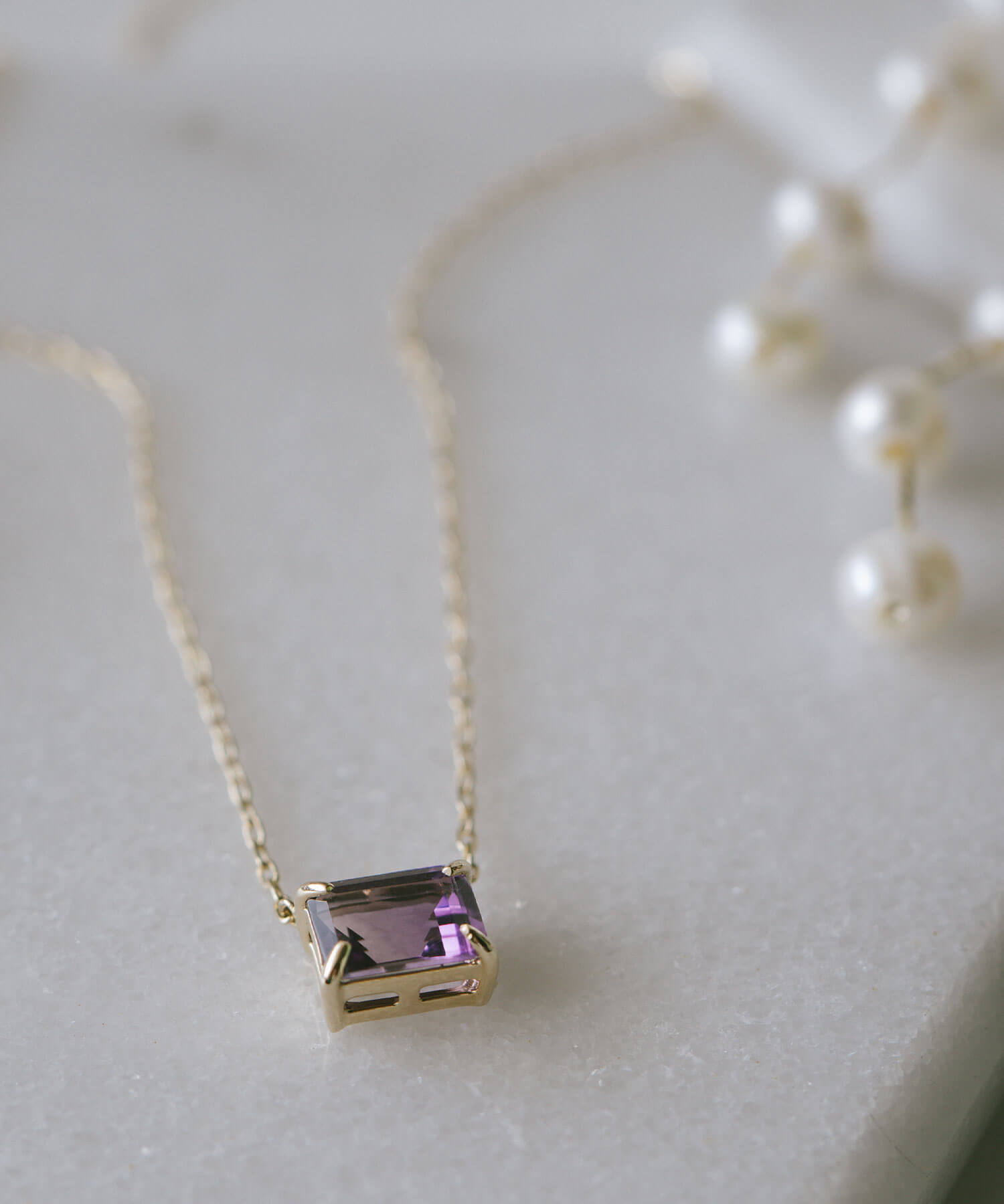 10K Gold Emerald Cut Gemstone Necklace | TETRA-SJU