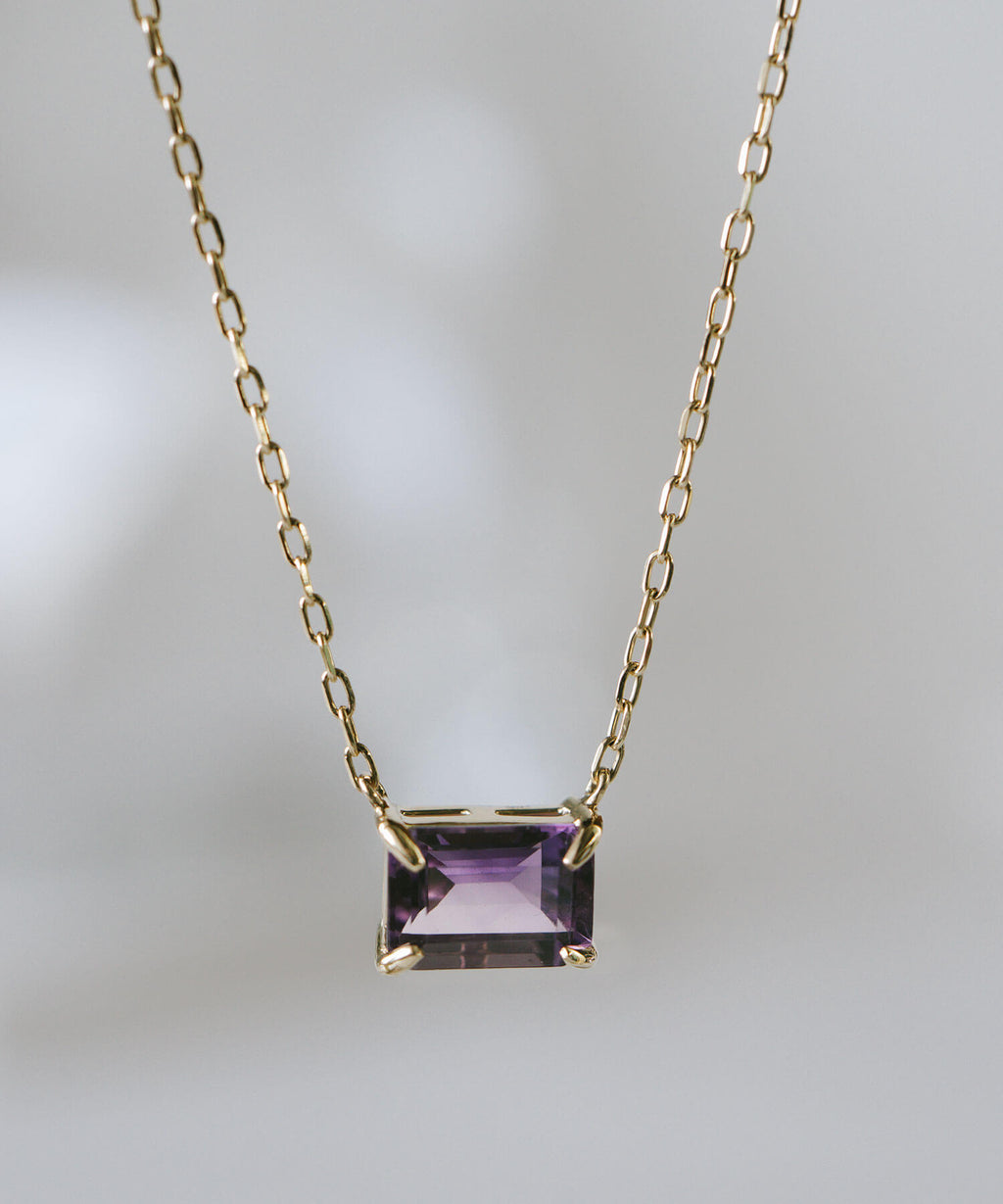 10K Gold Emerald Cut Gemstone Necklace | TETRA-SJU