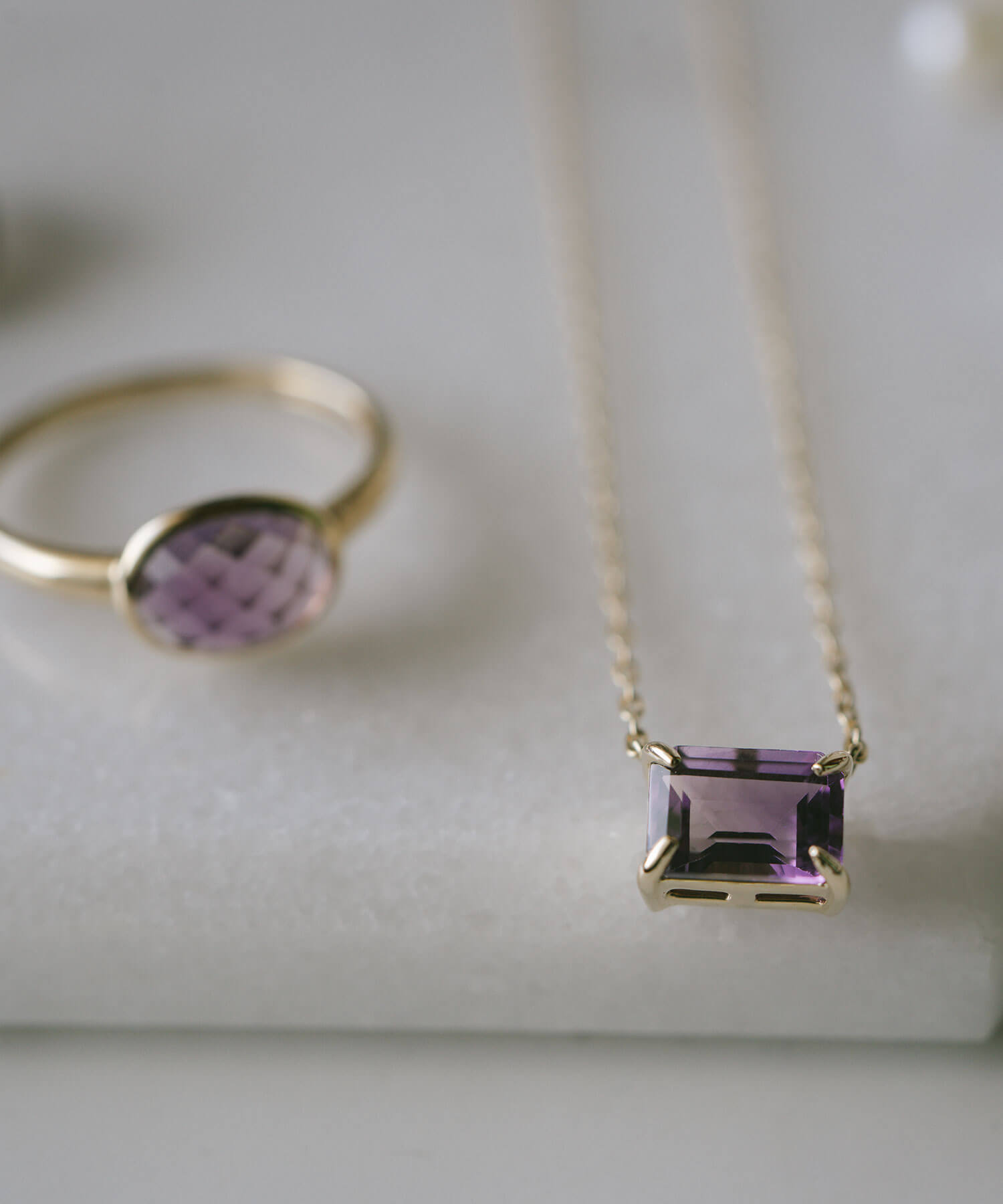 10K Gold Emerald Cut Gemstone Necklace | TETRA-SJU