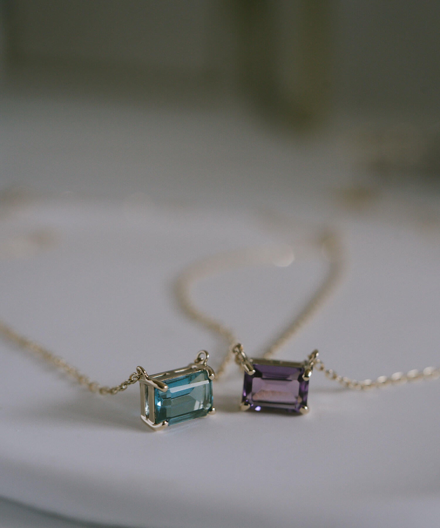 10K Gold Emerald Cut Gemstone Necklace | TETRA-SJU