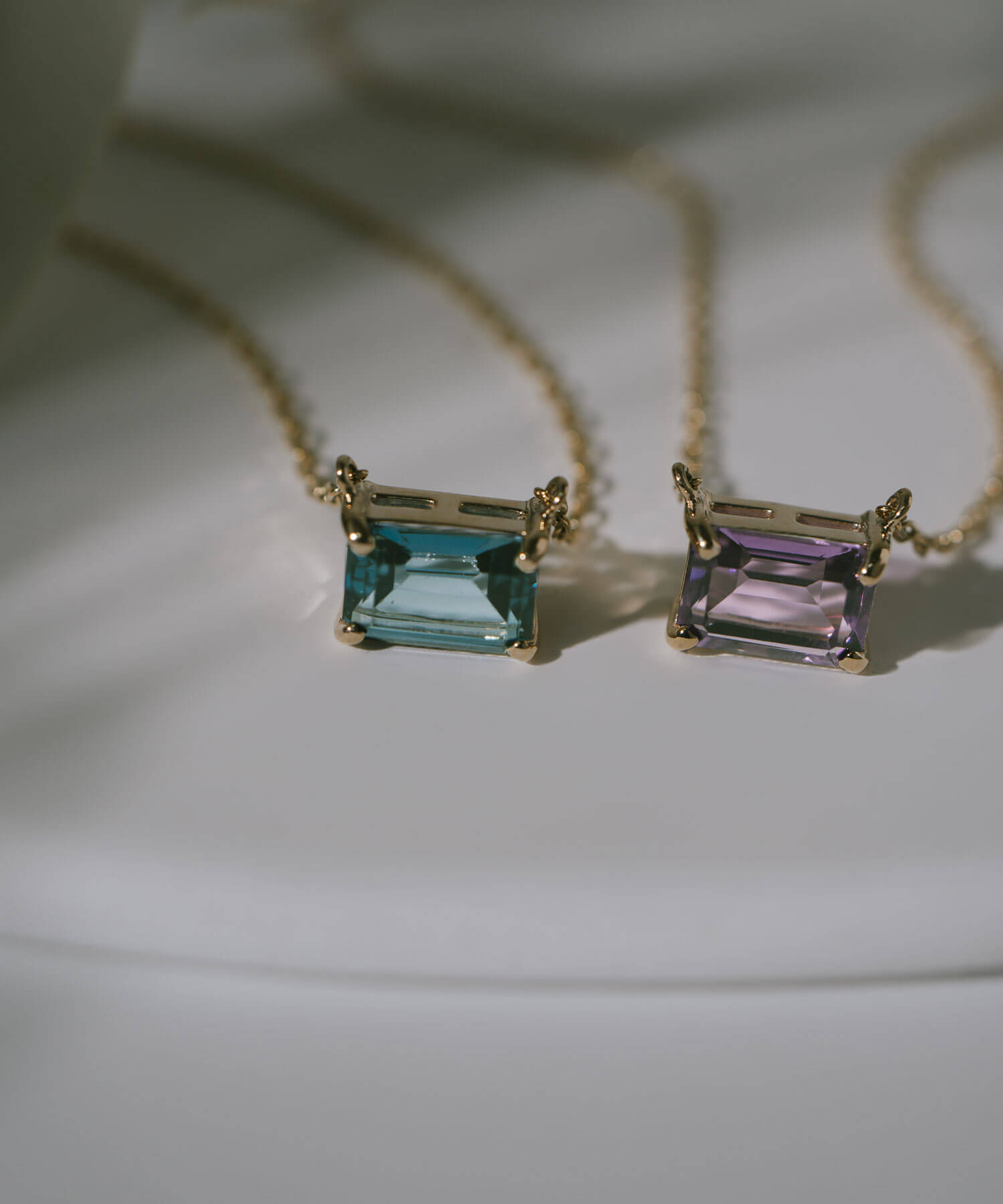 10K Gold Emerald Cut Gemstone Necklace | TETRA-SJU