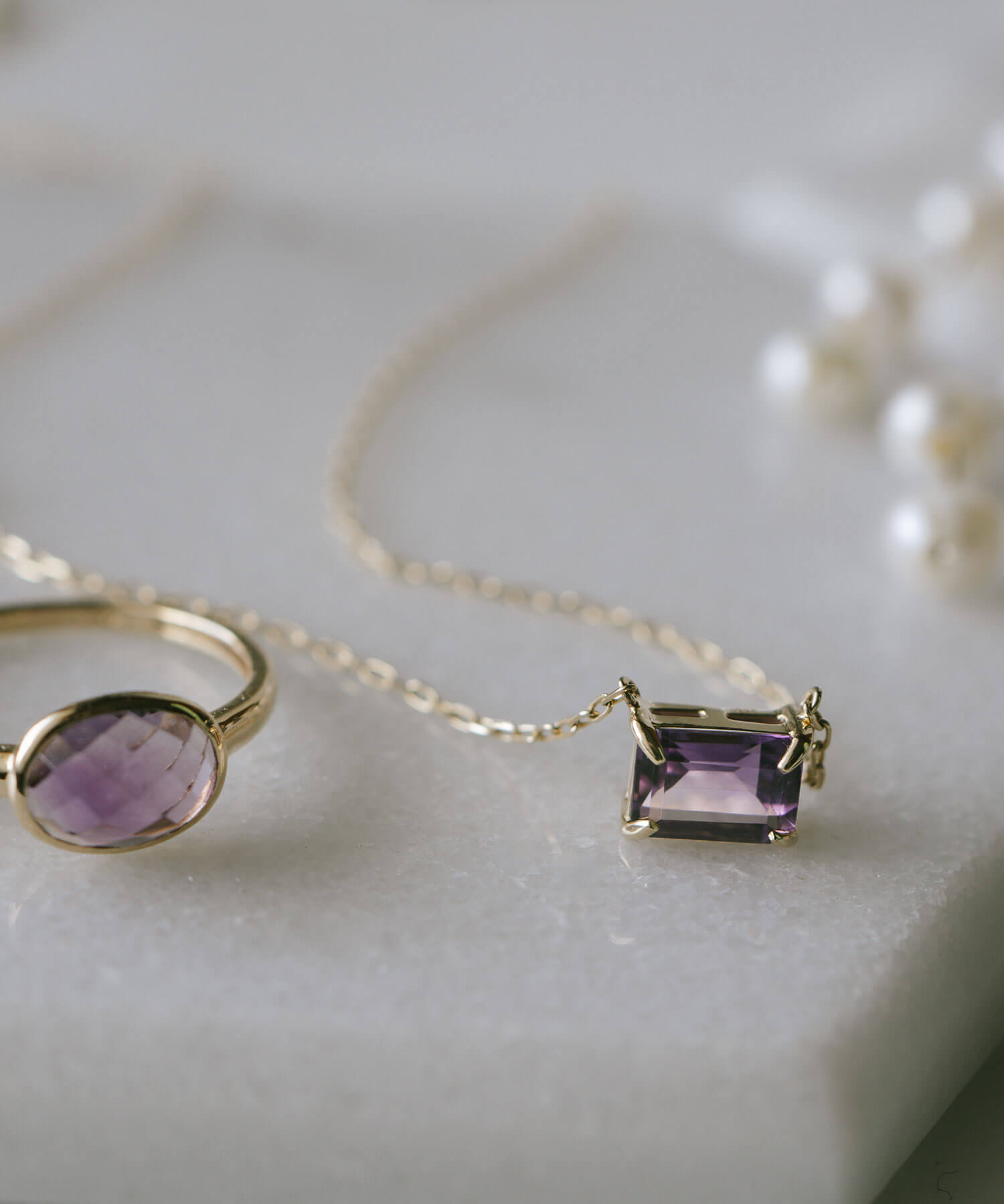 10K Gold Emerald Cut Gemstone Necklace | TETRA-SJU