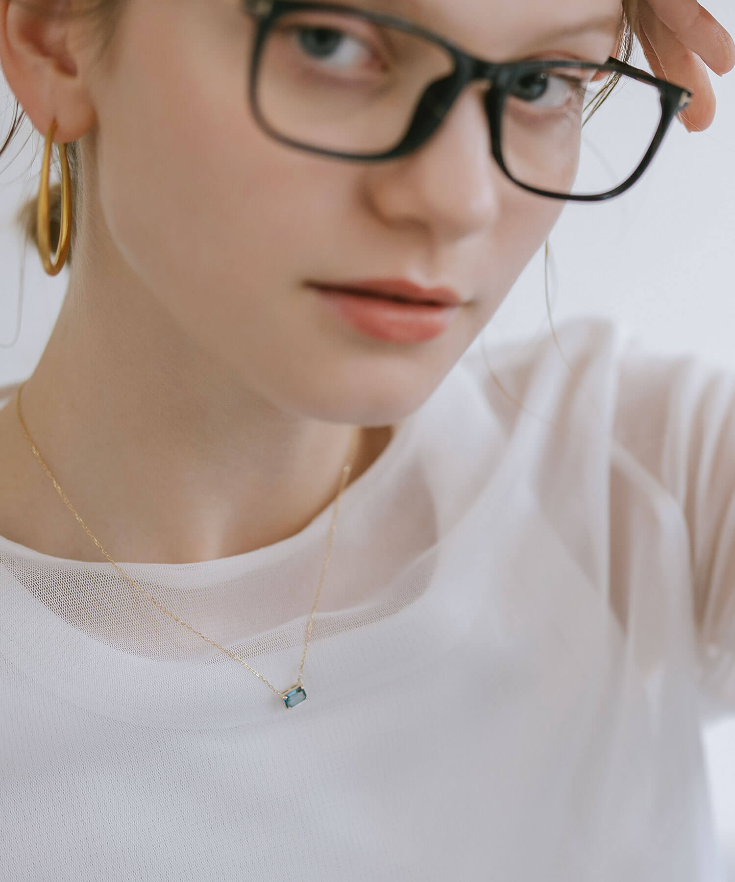 10K Gold Emerald Cut Gemstone Necklace | TETRA-SJU