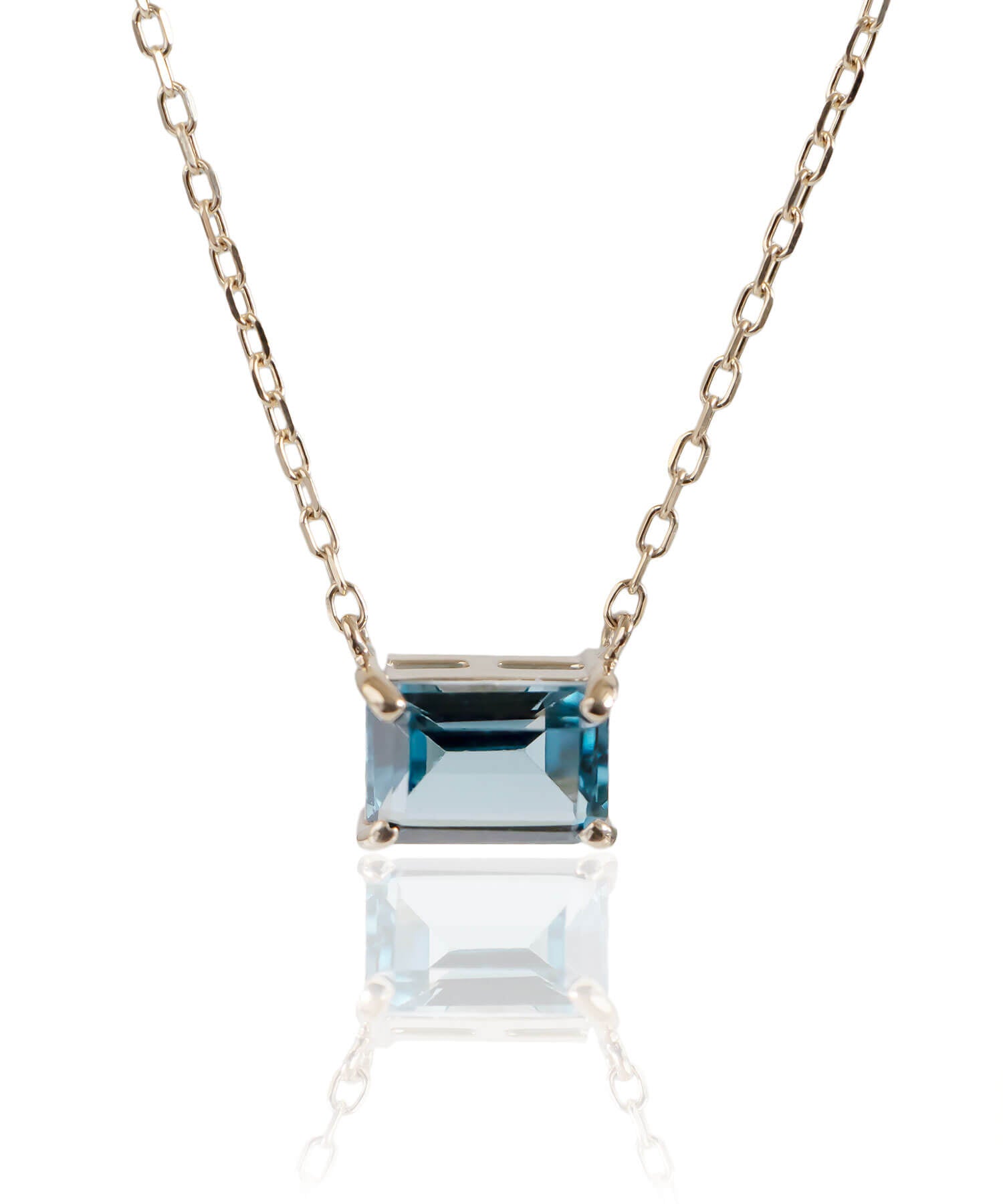 10K Gold Emerald Cut Gemstone Necklace | TETRA-SJU