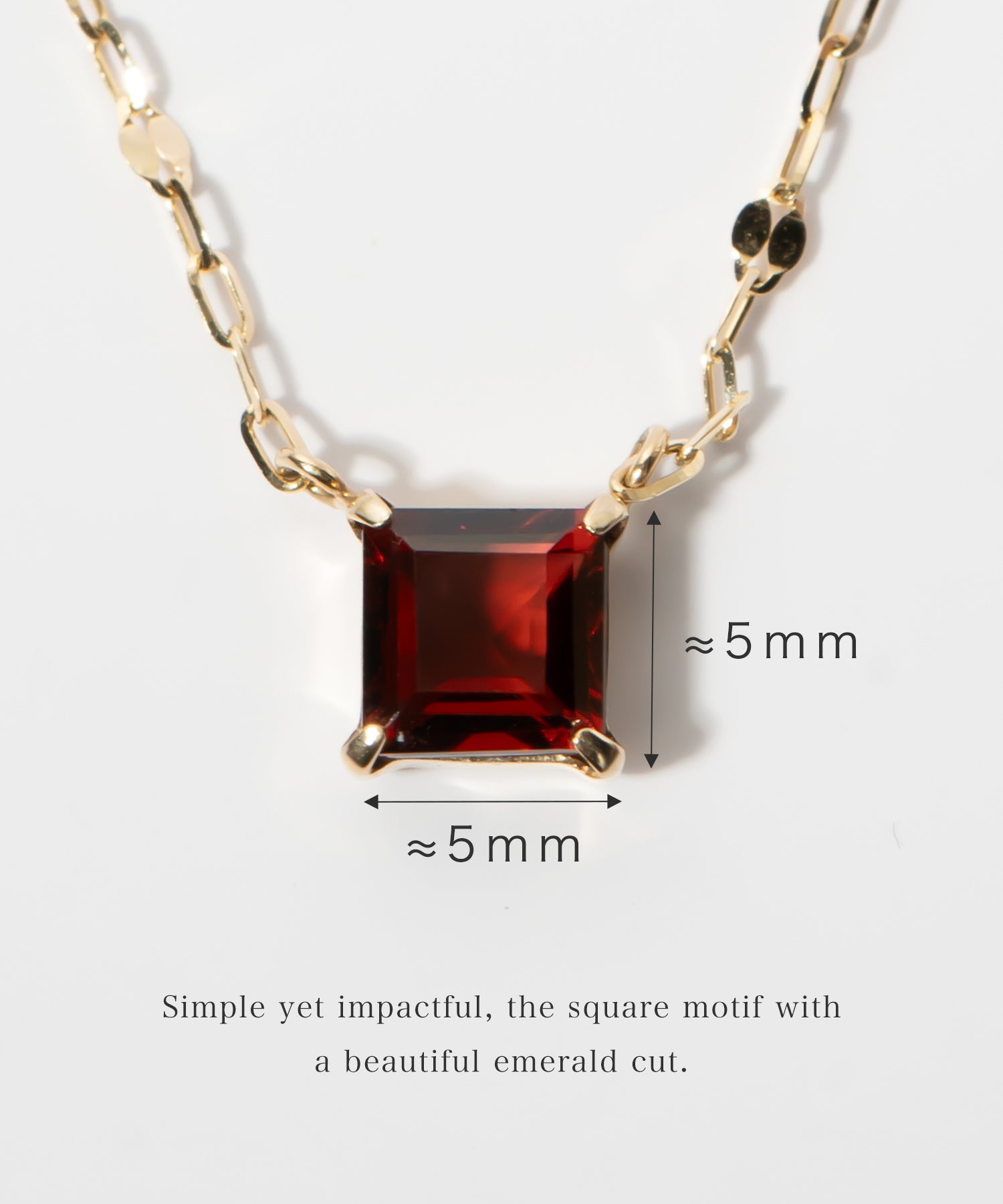 10K Gold Square Gemstone Dainty Necklace | TETRA-TVA