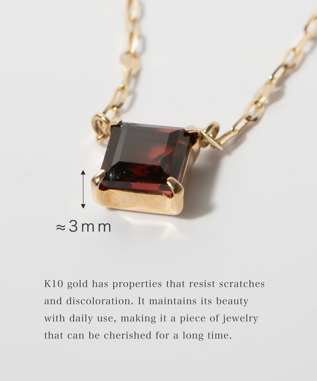 10K Gold Square Gemstone Dainty Necklace | TETRA-TVA
