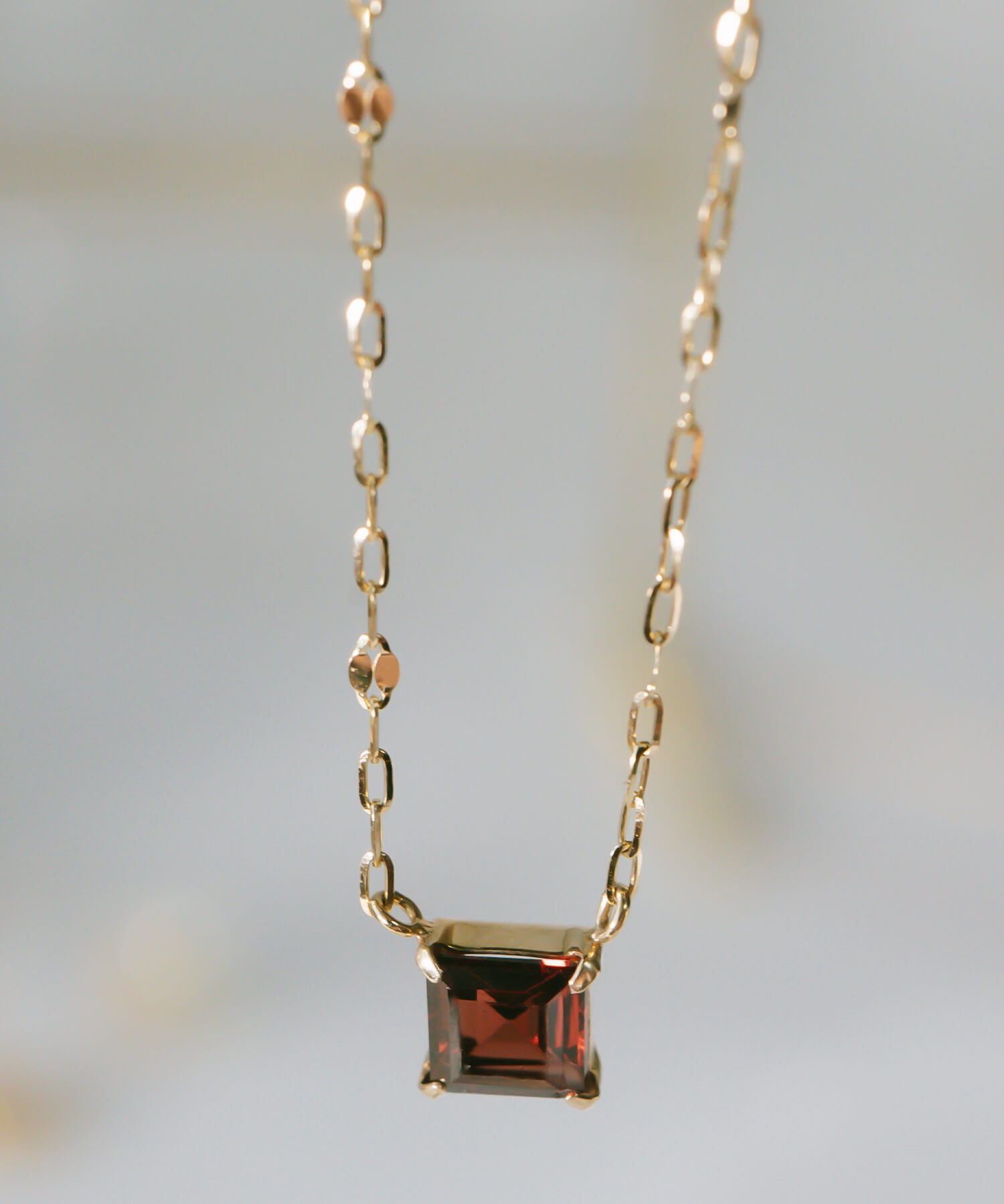 10K Gold Square Gemstone Dainty Necklace | TETRA-TVA