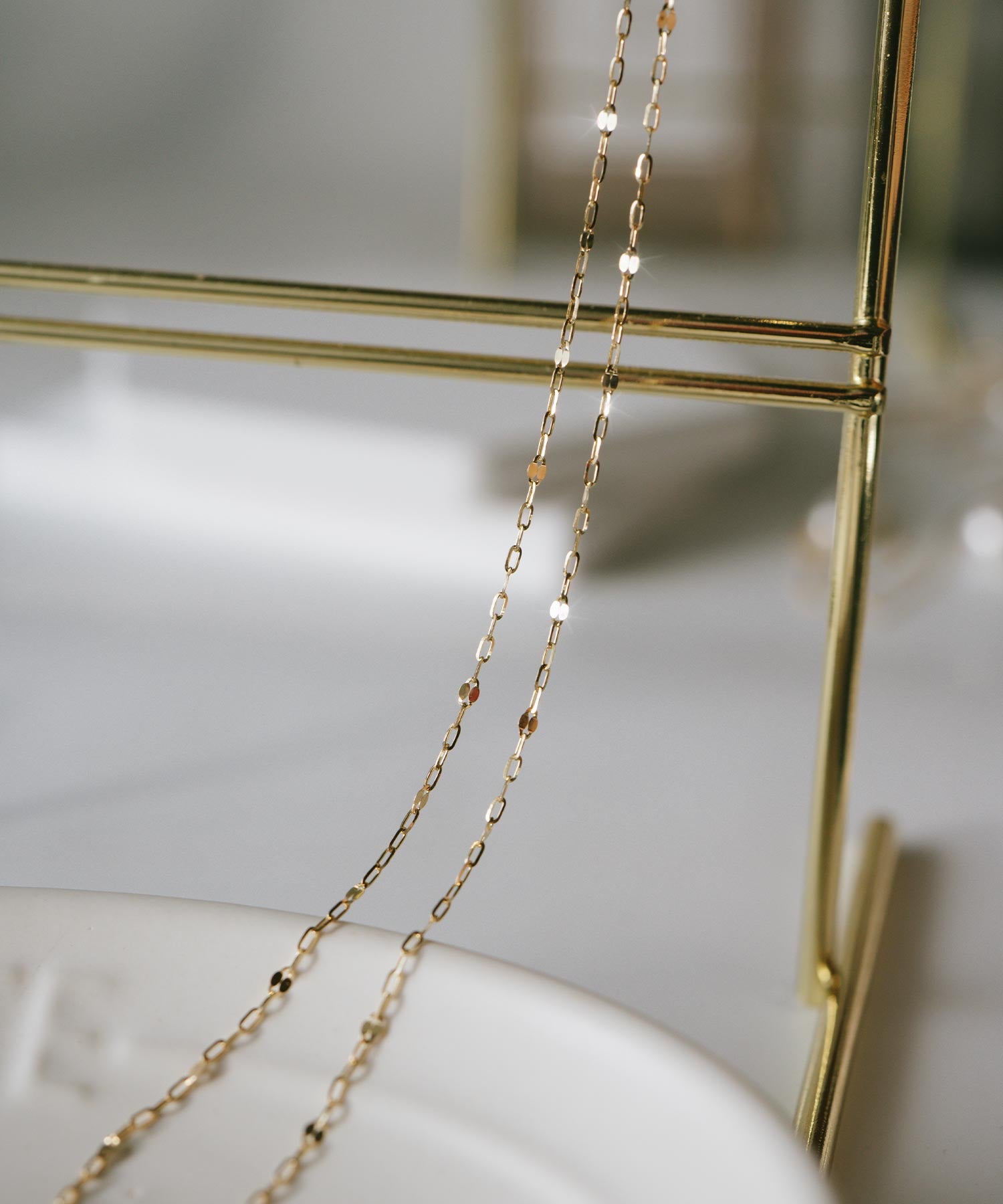 10K Gold Square Gemstone Dainty Necklace | TETRA-TVA