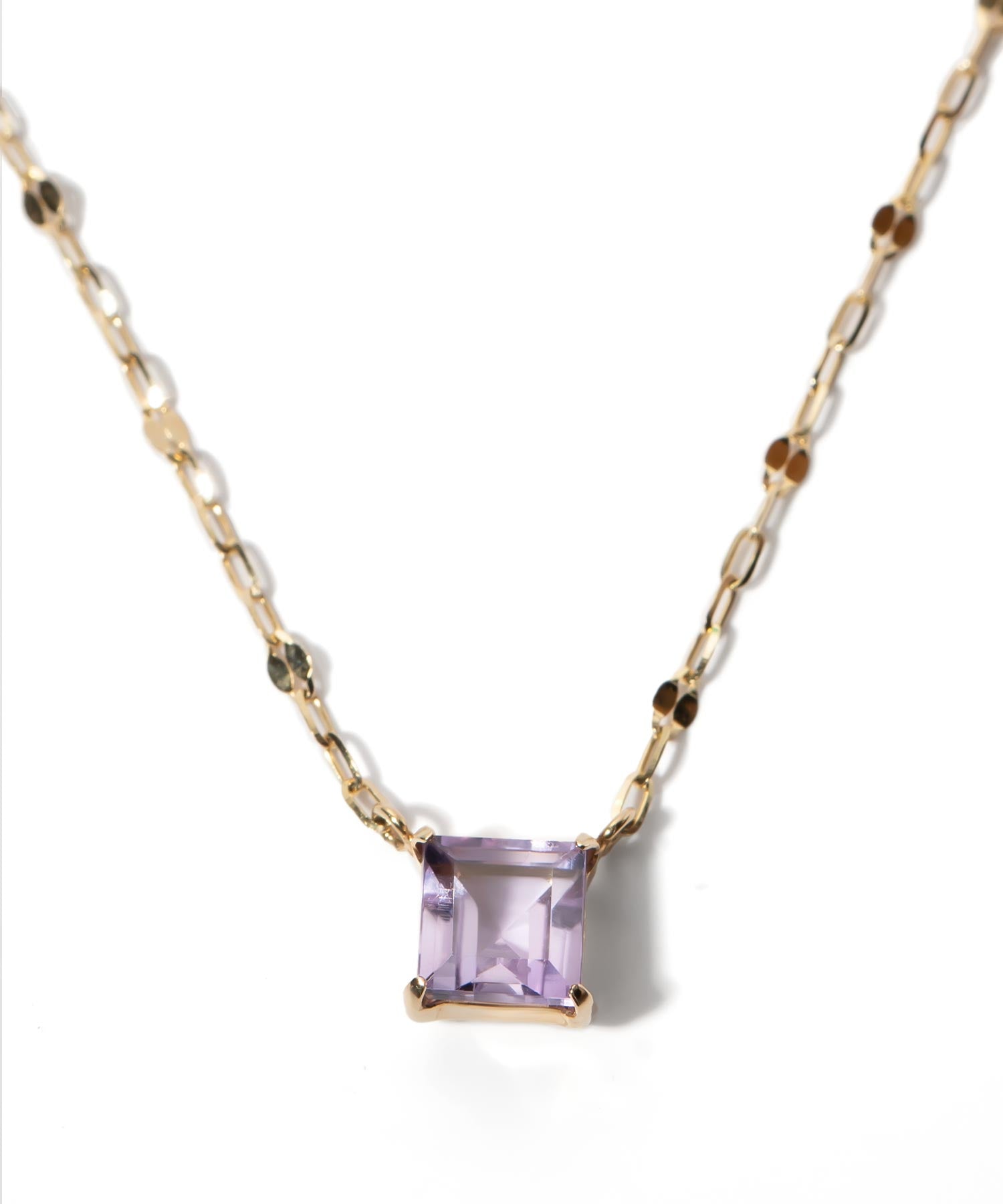10K Gold Square Gemstone Dainty Necklace | TETRA-TVA