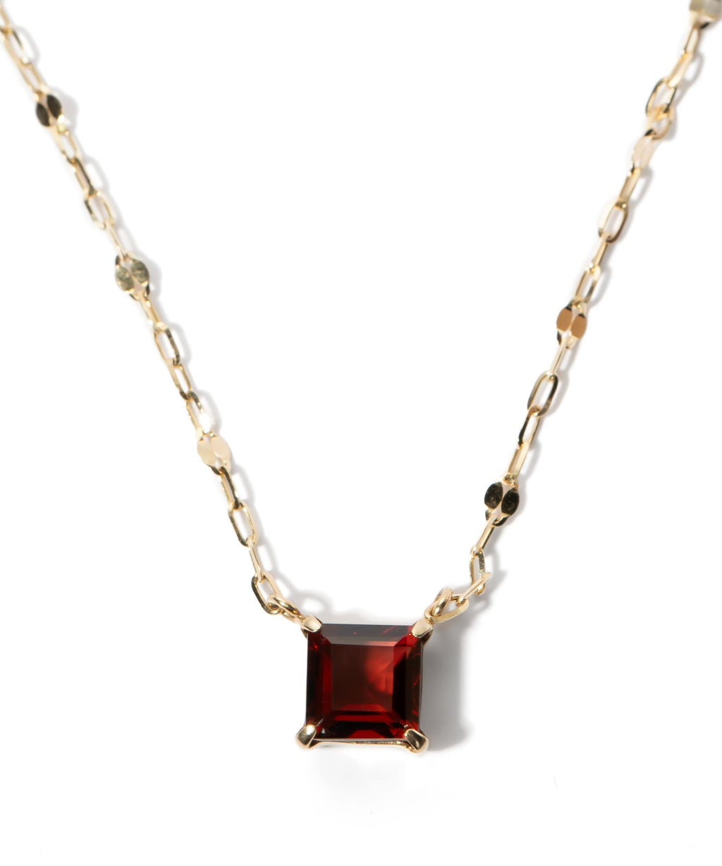 10K Gold Square Gemstone Dainty Necklace | TETRA-TVA