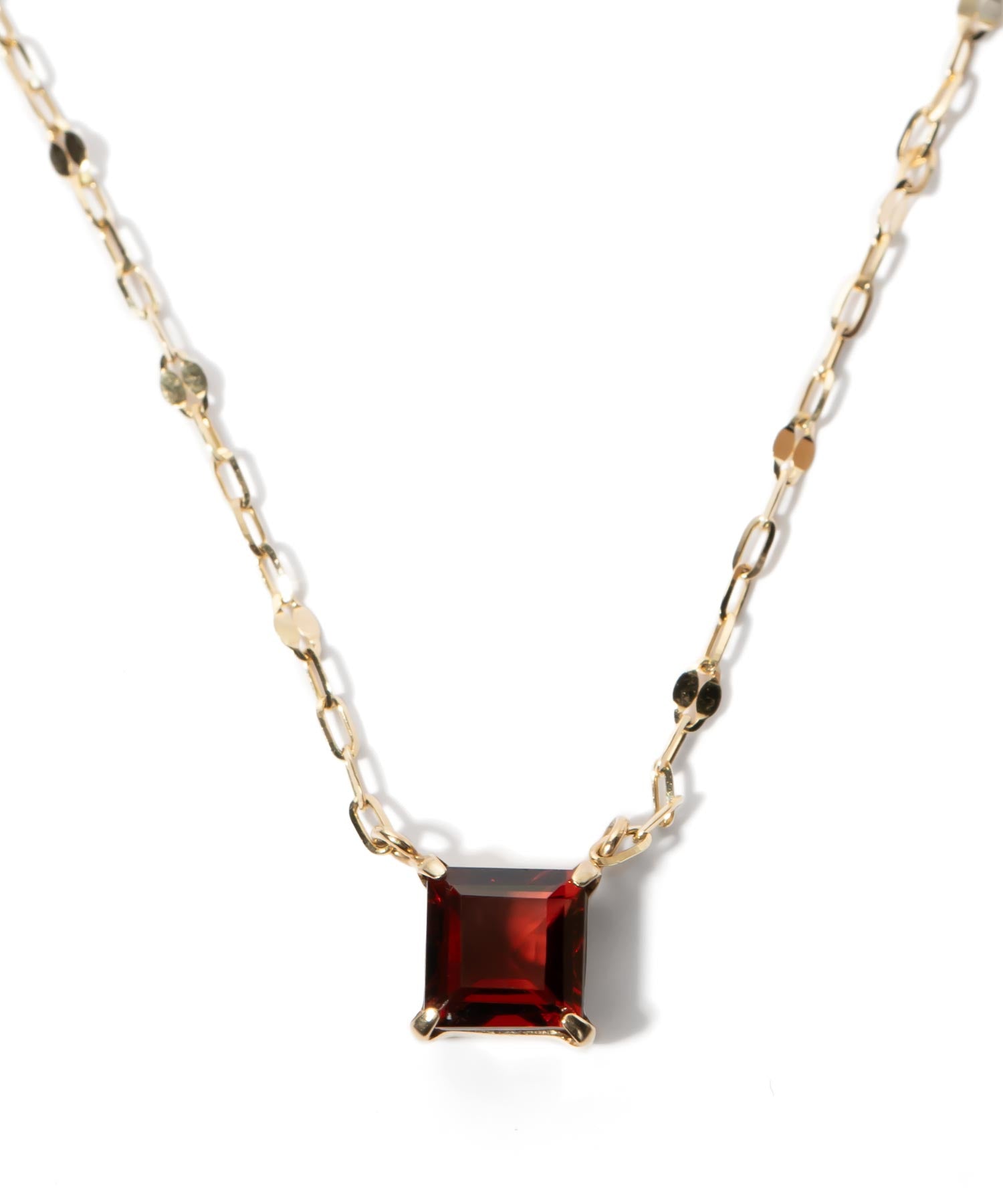 10K Gold Square Gemstone Dainty Necklace | TETRA-TVA