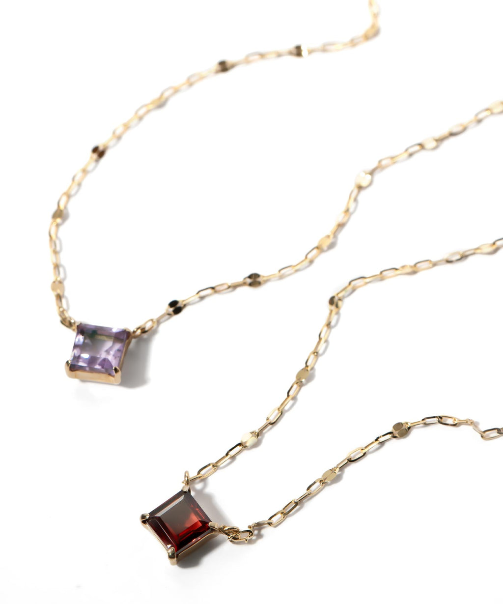 10K Gold Square Gemstone Dainty Necklace | TETRA-TVA