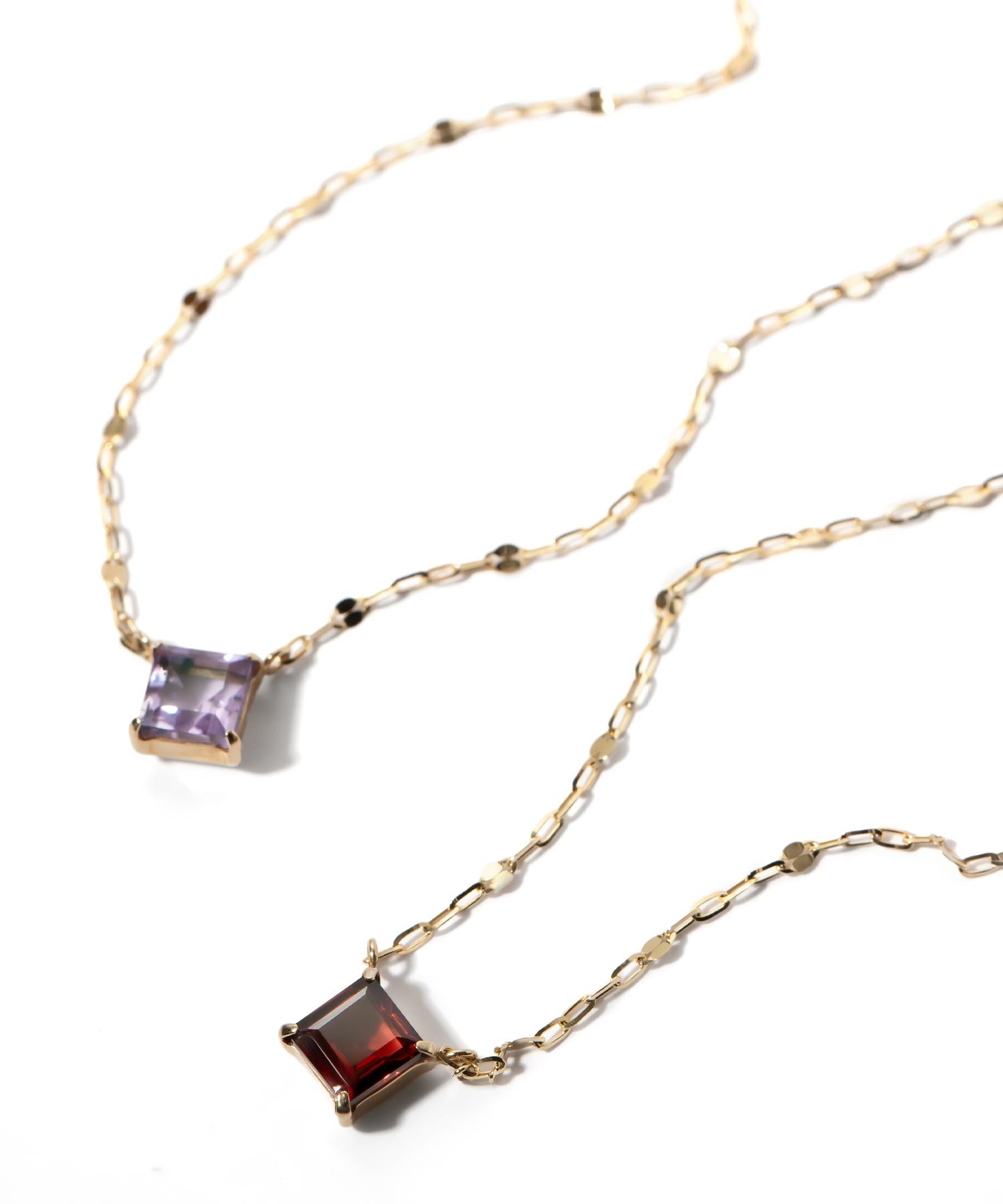 10K Gold Square Gemstone Dainty Necklace | TETRA-TVA