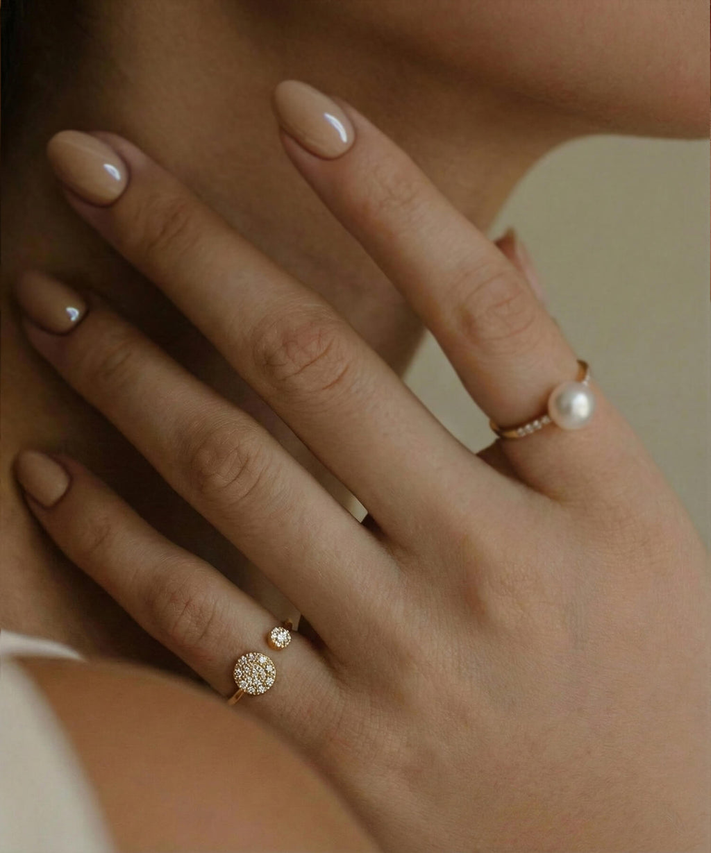 K18 Twin Diamond Fork Ring | THELAIA RING