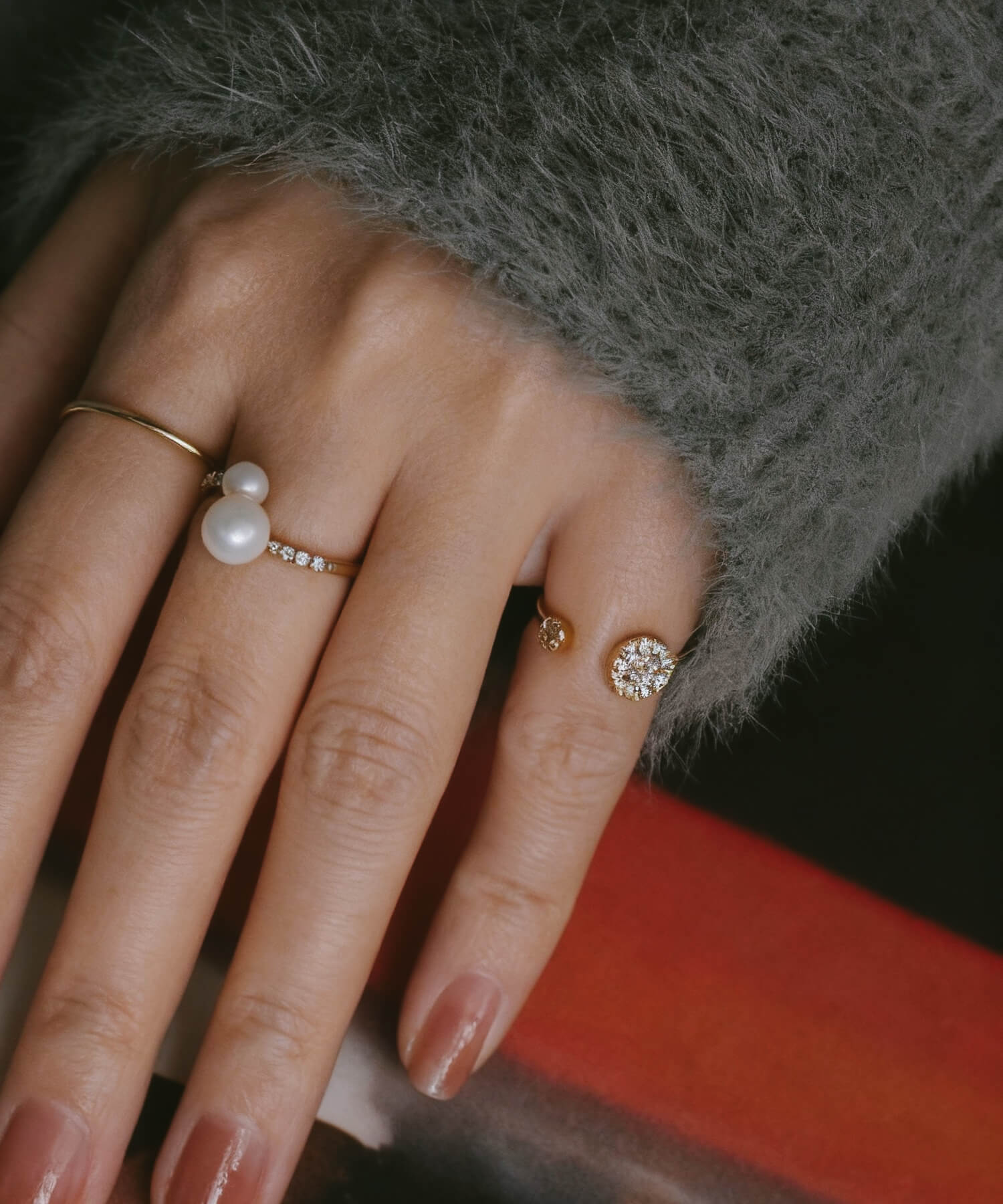 K18 Twin Diamond Fork Ring | THELAIA RING