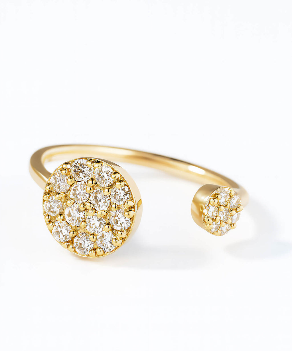 K18 Twin Diamond Fork Ring | THELAIA RING