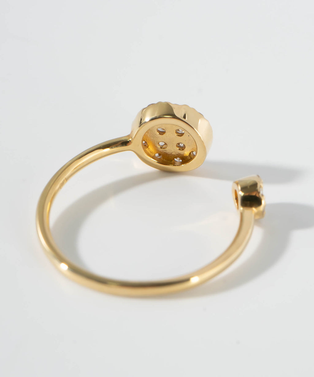 K18 Twin Diamond Fork Ring | THELAIA RING
