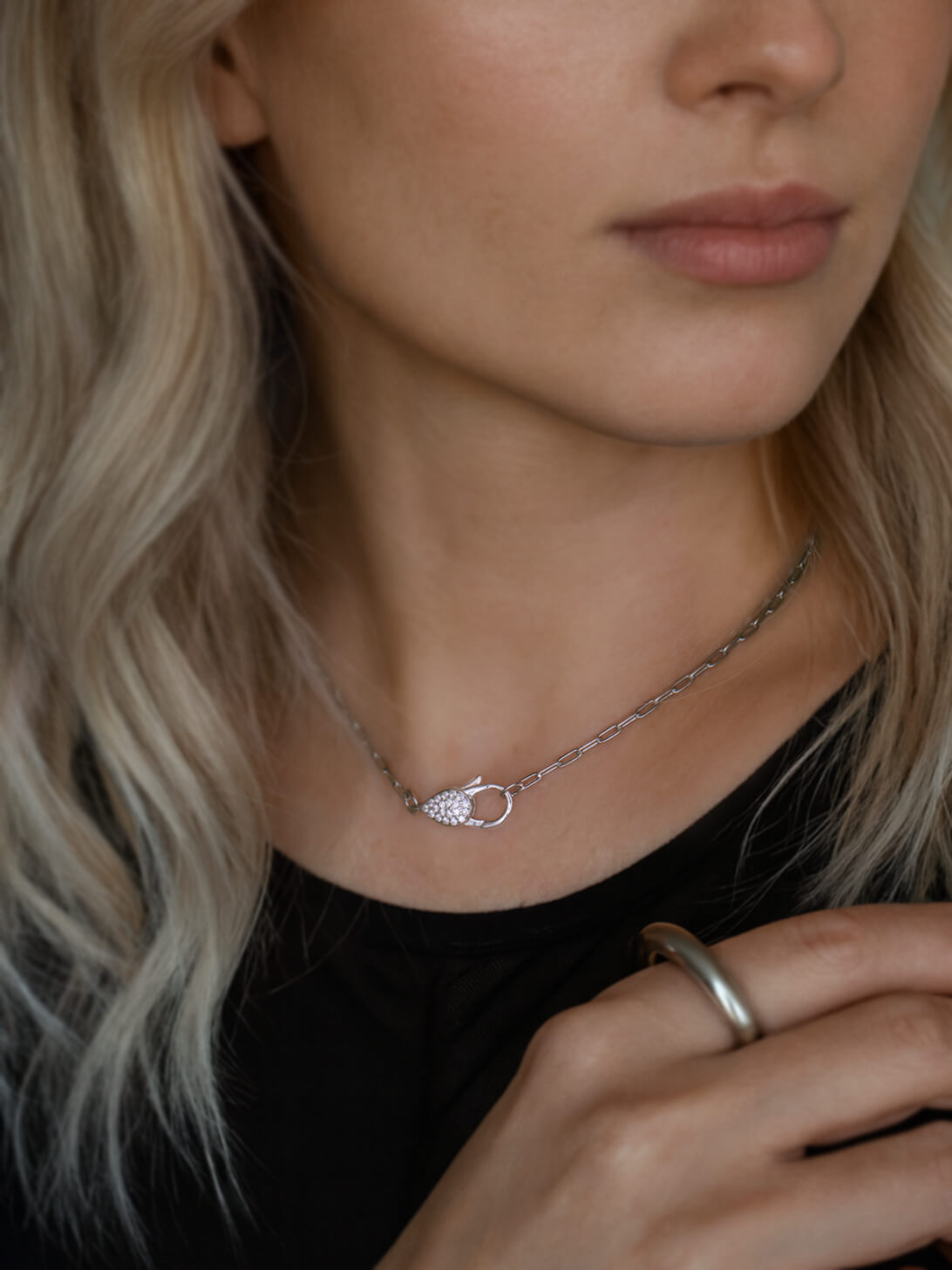 Silver925 glint hook choker Necklace | TIEDRA NECKLACE