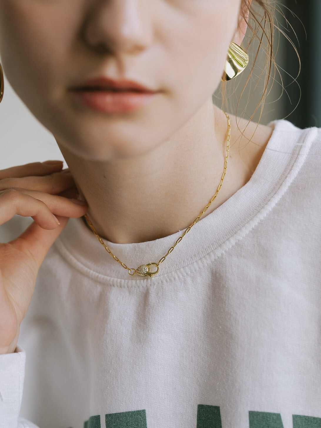 18K Gold Plated Sterling Silver Glint Hook Choker Necklace | TIEDRA