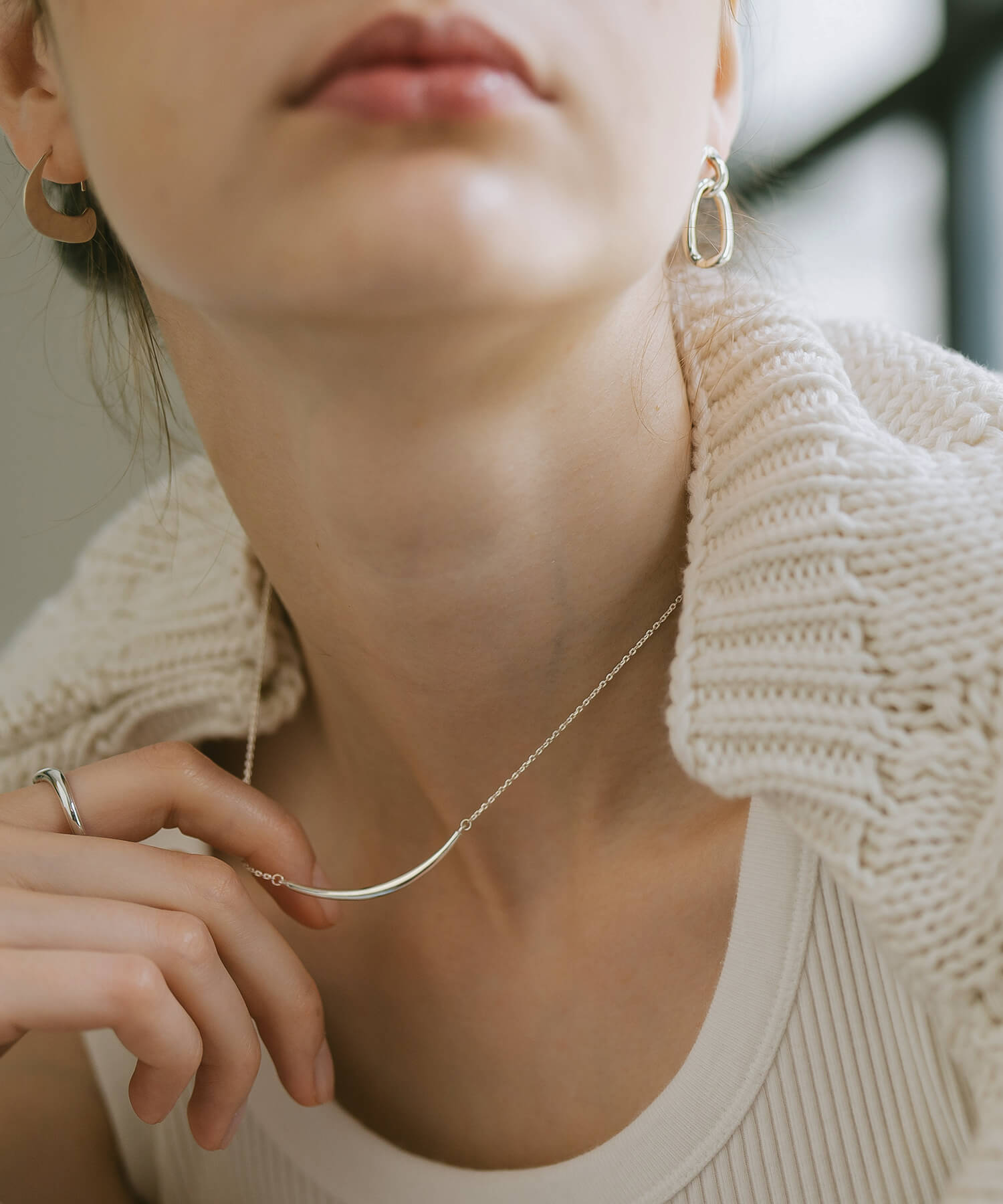 Smile Line Bar Necklace TIGO - 18K Gold Plated Sterling Silver