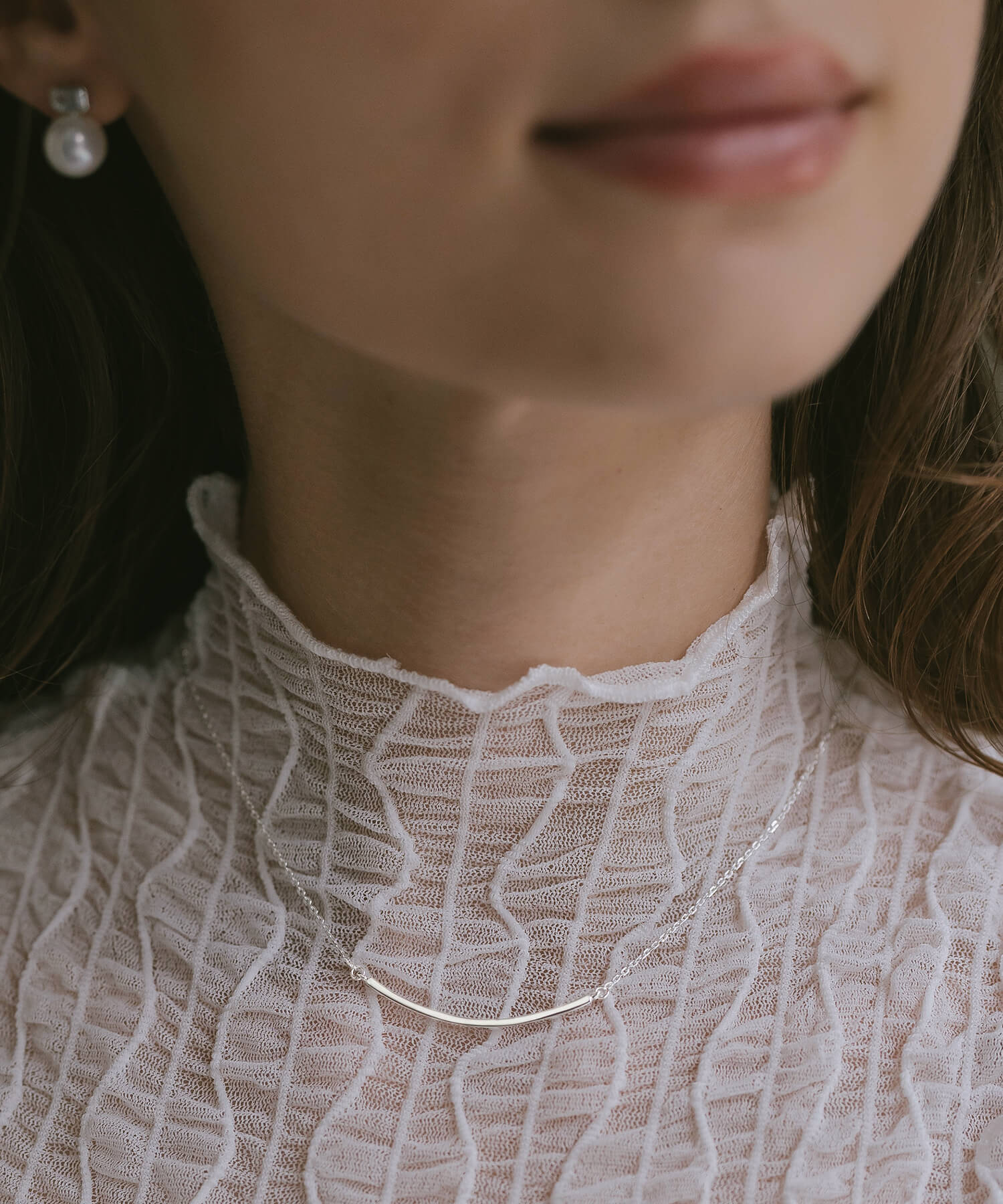 Smile Line Bar Necklace TIGO - 18K Gold Plated Sterling Silver