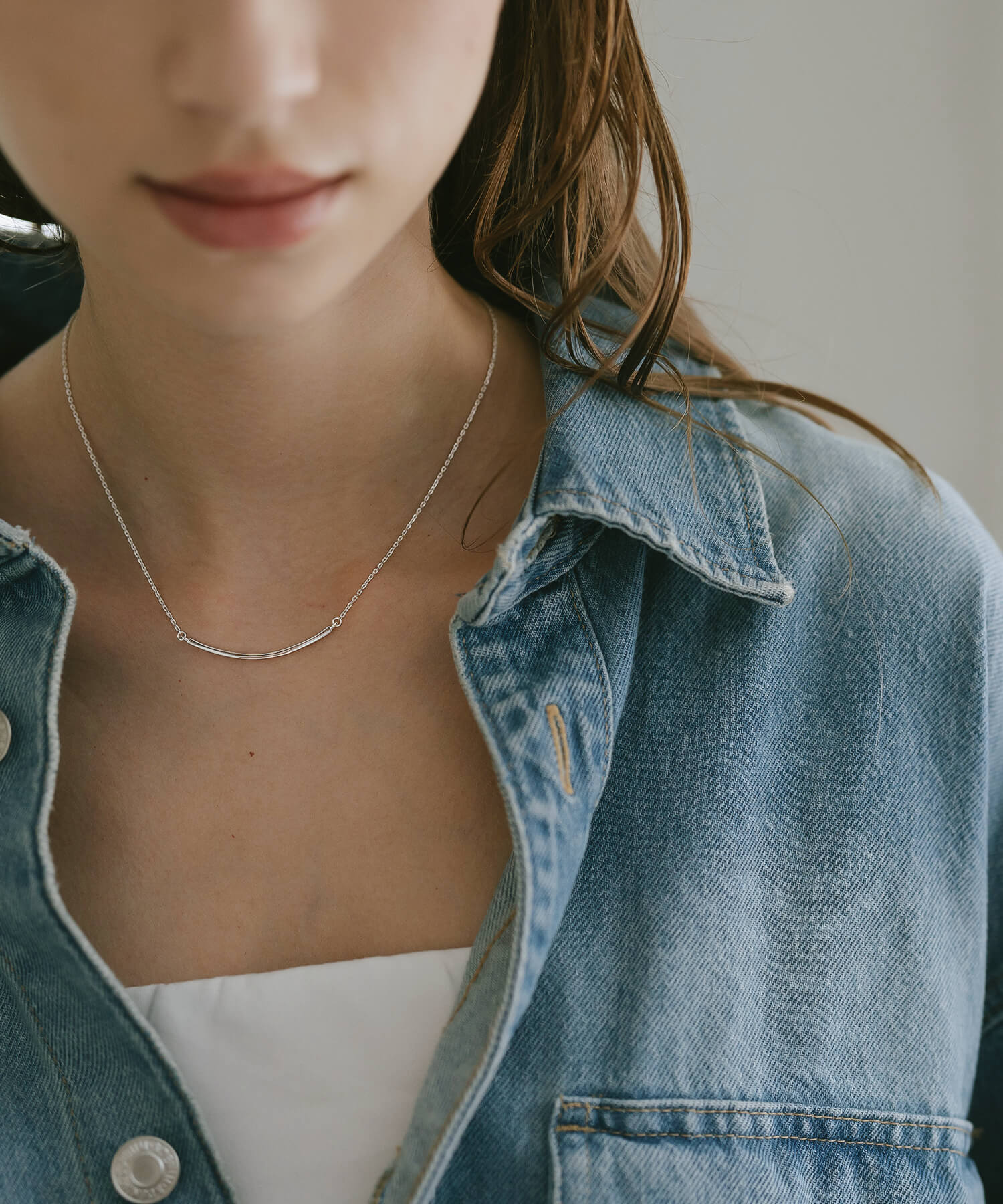 Smile Line Bar Necklace TIGO - 18K Gold Plated Sterling Silver