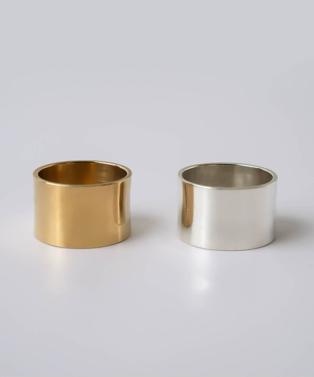 18K Gold Plated Sterling Silver Wide Tube Ring | TORONC SHINY