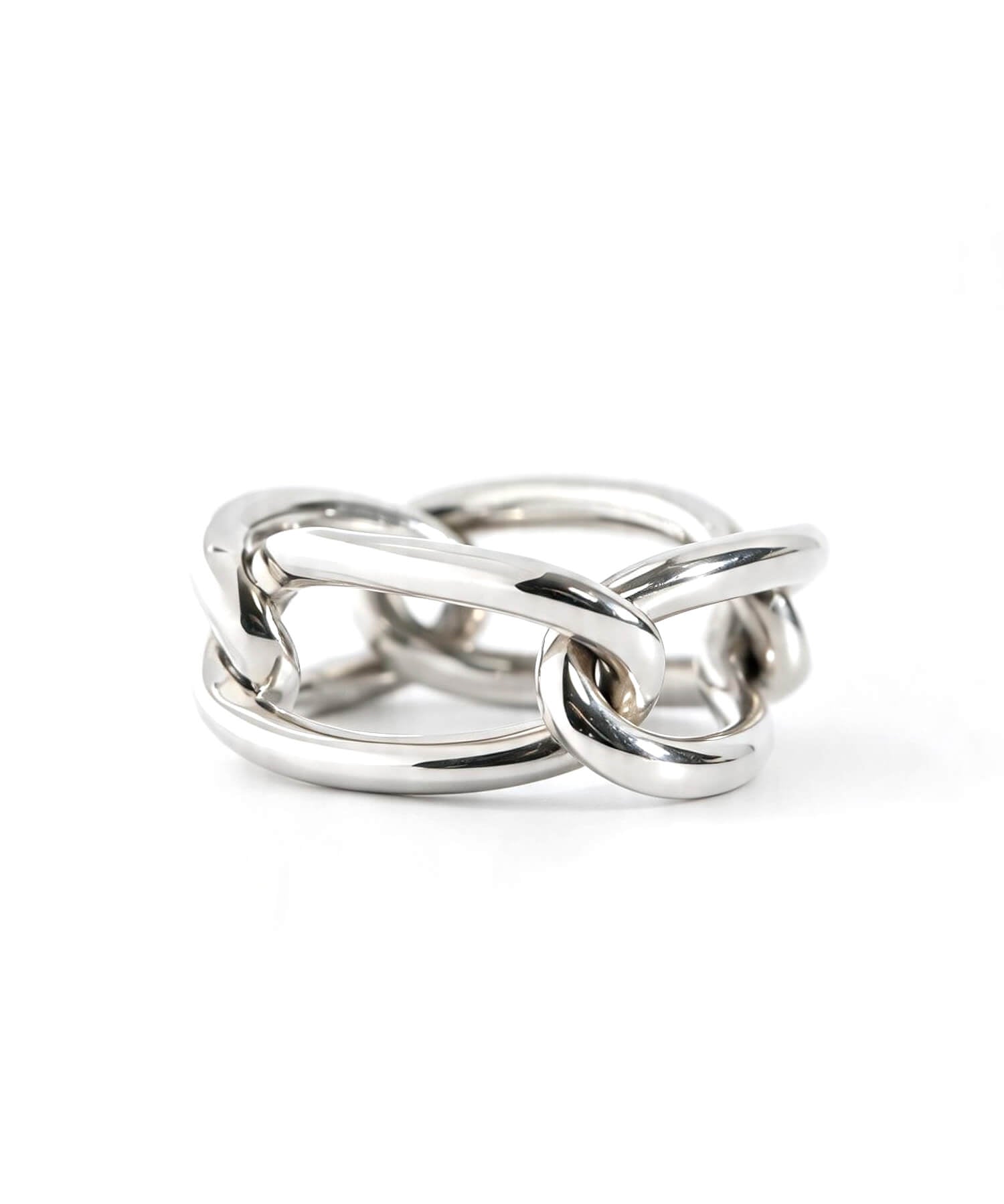 Sterling silver 925 chunky chain ring on a white background