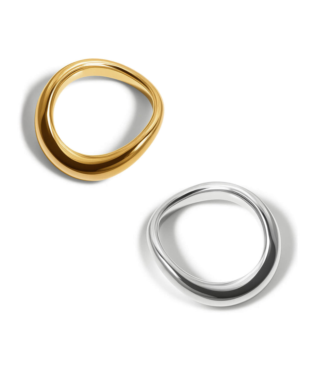 18K Gold Plated Sterling Silver Hand Forged Wavy Ring | ULUA