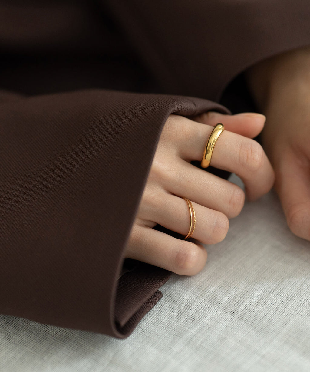 18K Gold Plated Sterling Silver Hand Forged Wavy Ring | ULUA