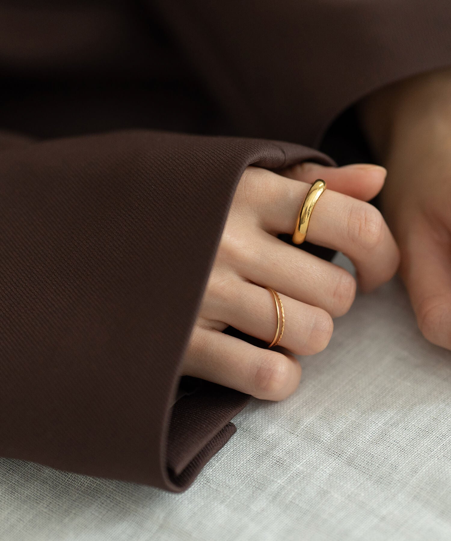 18K Gold Plated Sterling Silver Hand Forged Wavy Ring | ULUA