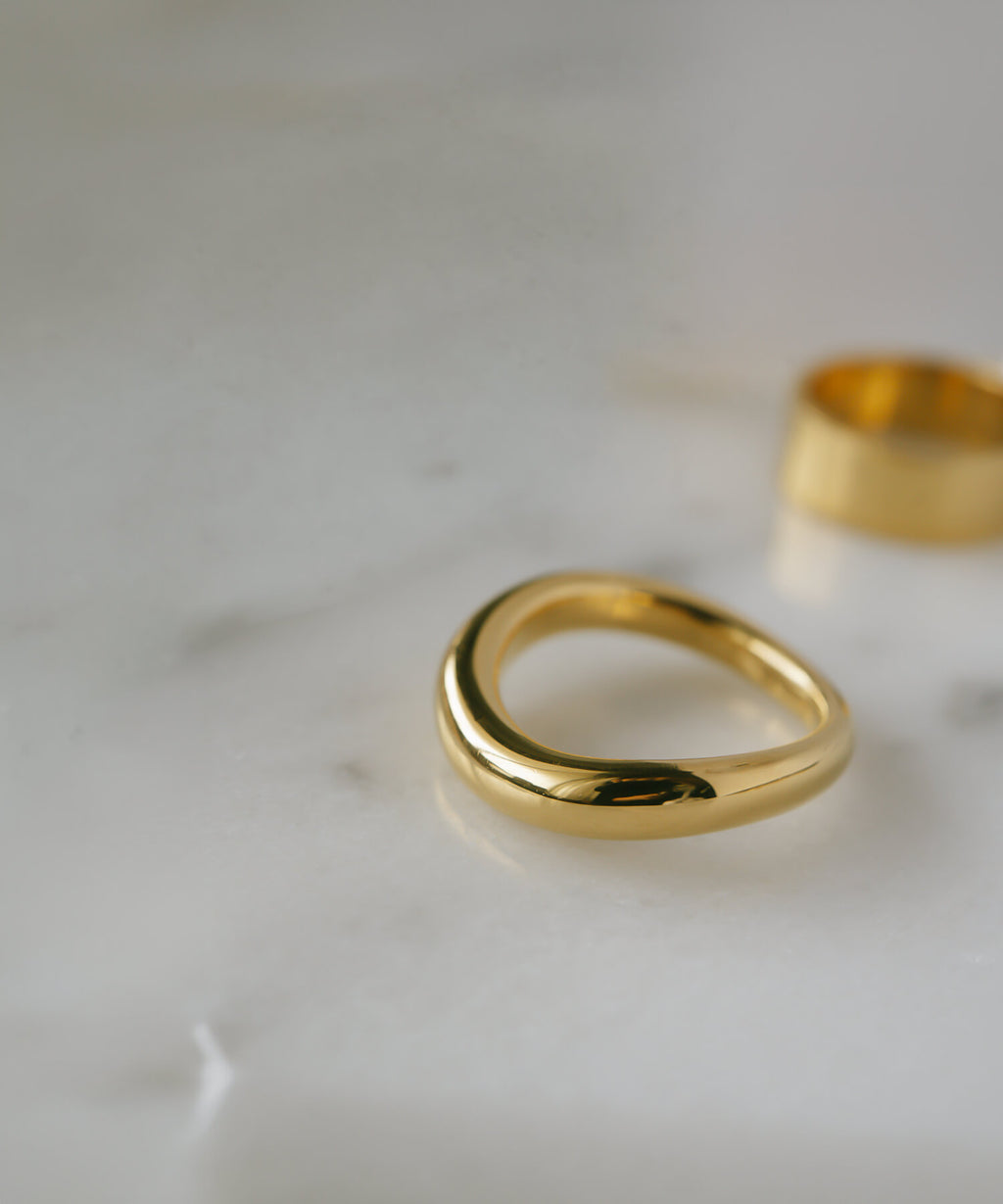 18K Gold Plated Sterling Silver Hand Forged Wavy Ring | ULUA