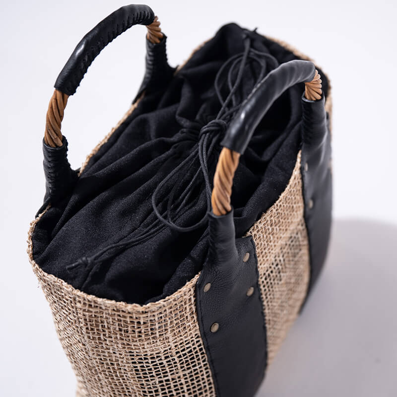 Leather Handle Basket Bag | VELDONE