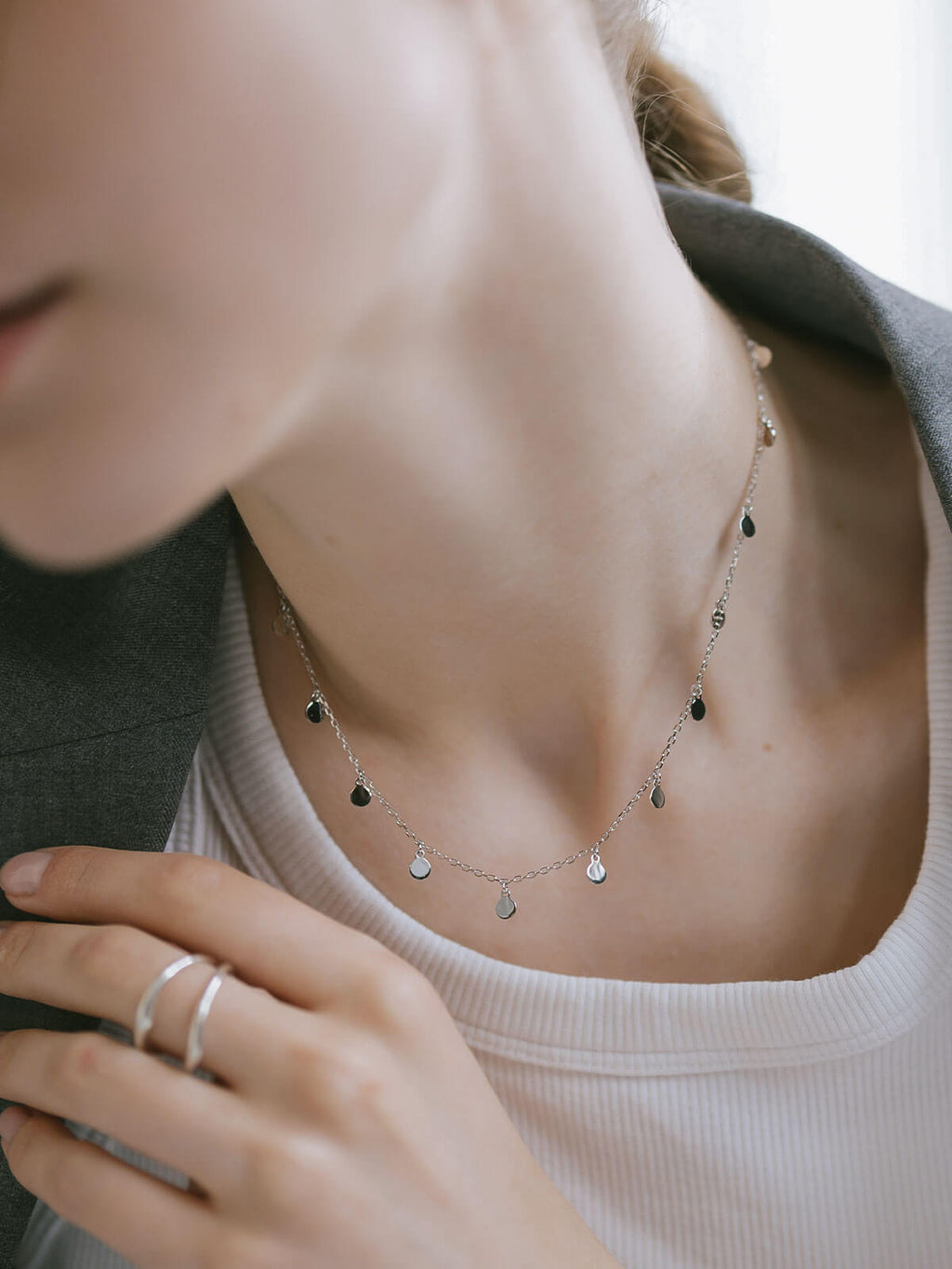 18K Gold Plated Sterling Silver Soft Sway Fringe Necklace | VELIALA