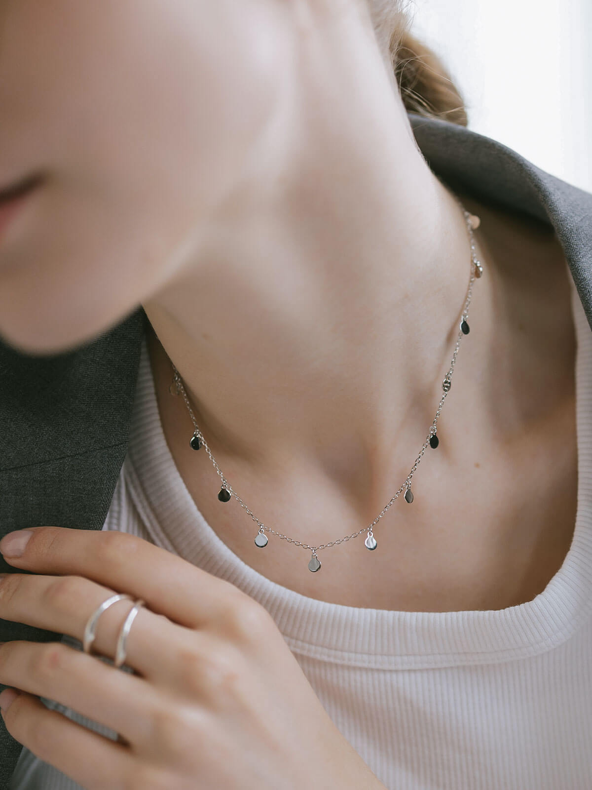 Silver925 Soft Sway Fringe Necklace | VELIALA-NK