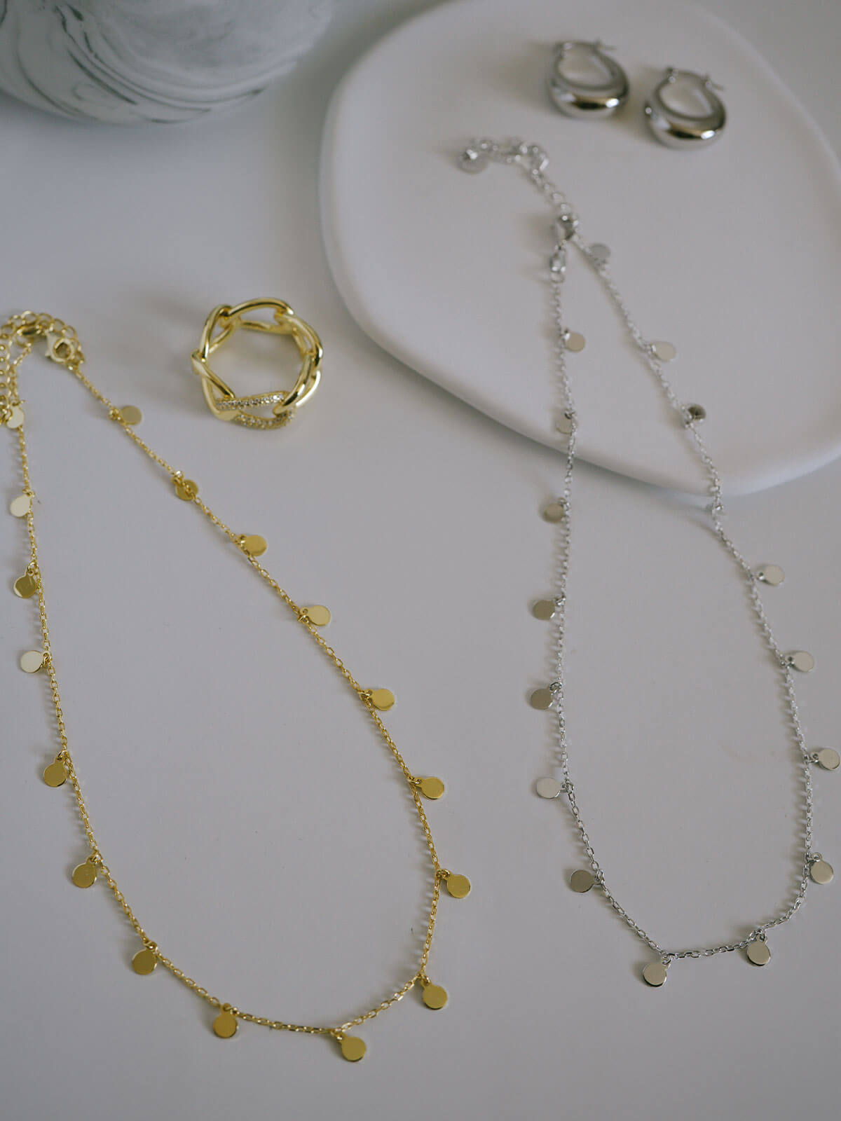 18K Gold Plated Sterling Silver Soft Sway Fringe Necklace | VELIALA