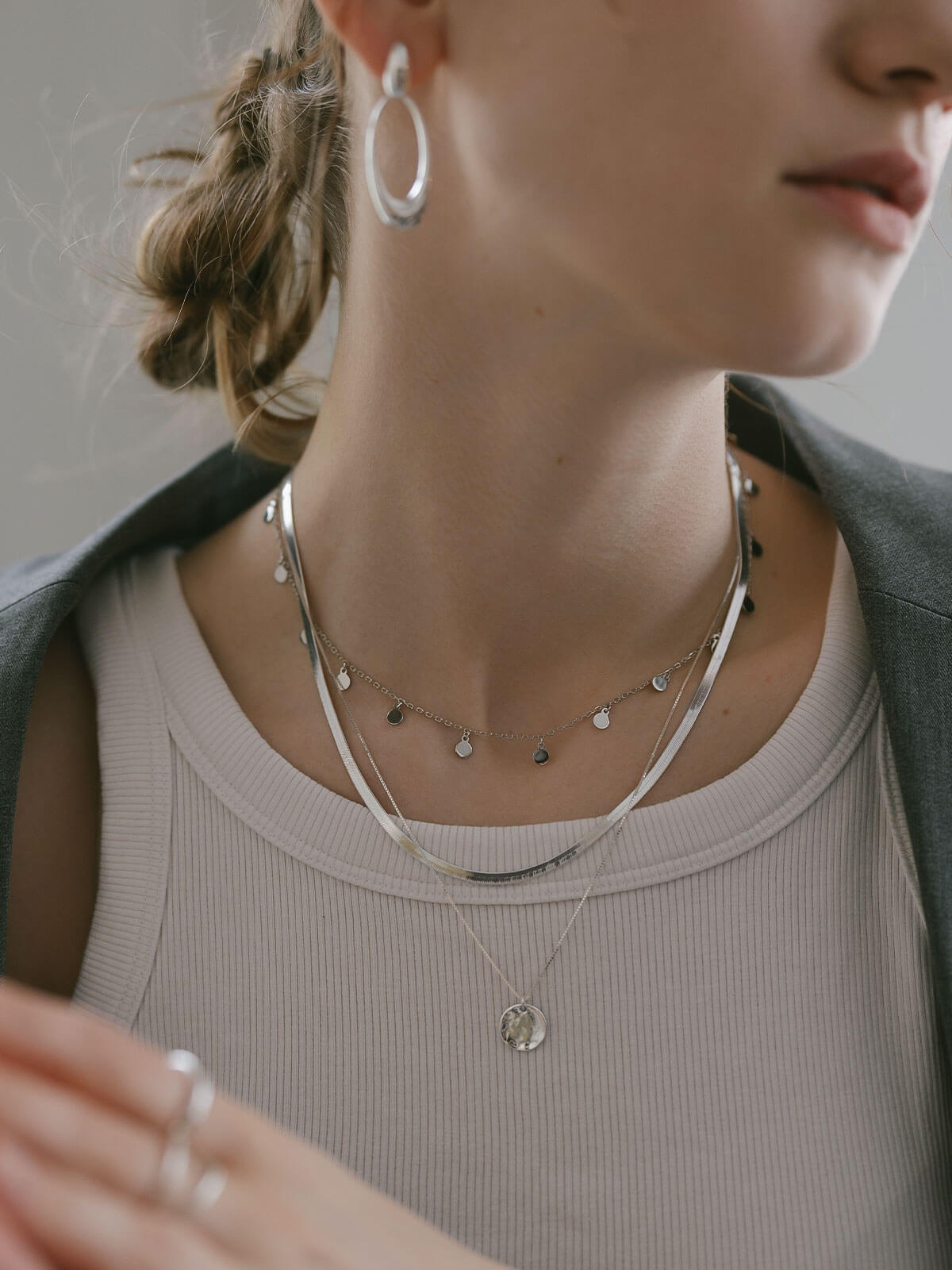 Silver925 Soft Sway Fringe Necklace | VELIALA-NK