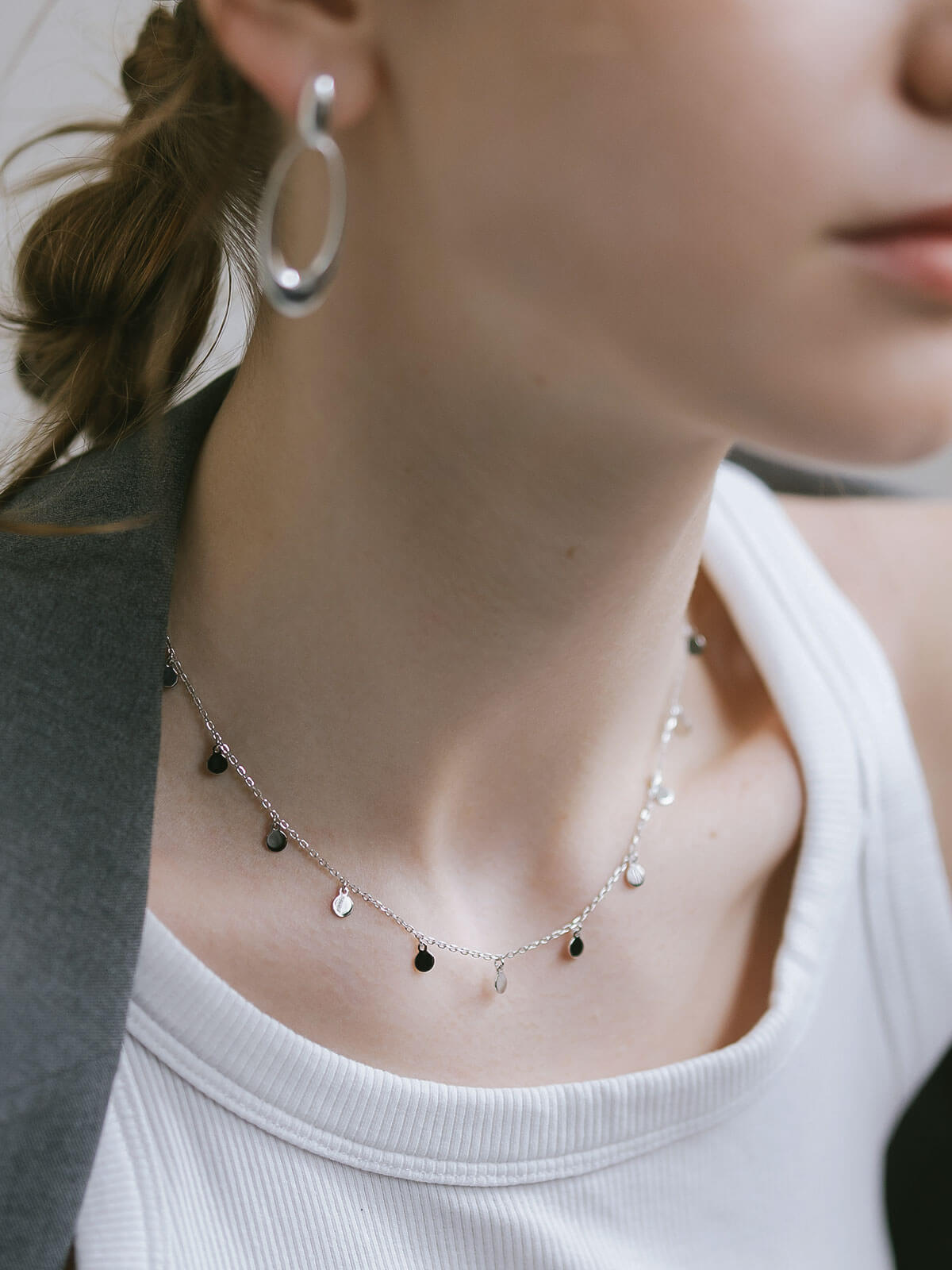 Silver925 Soft Sway Fringe Necklace | VELIALA-NK