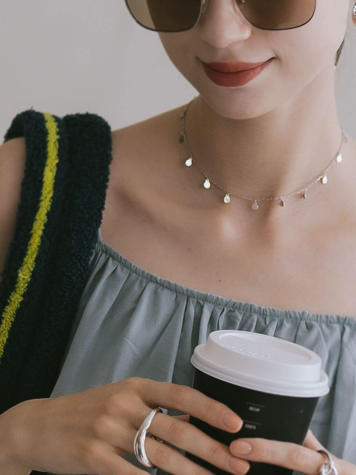 18K Gold Plated Sterling Silver Soft Sway Fringe Necklace | VELIALA