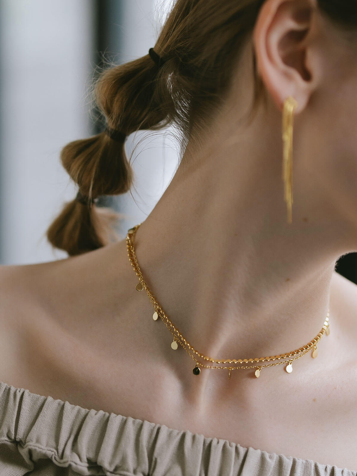 18K Gold Plated Sterling Silver Soft Sway Fringe Necklace | VELIALA
